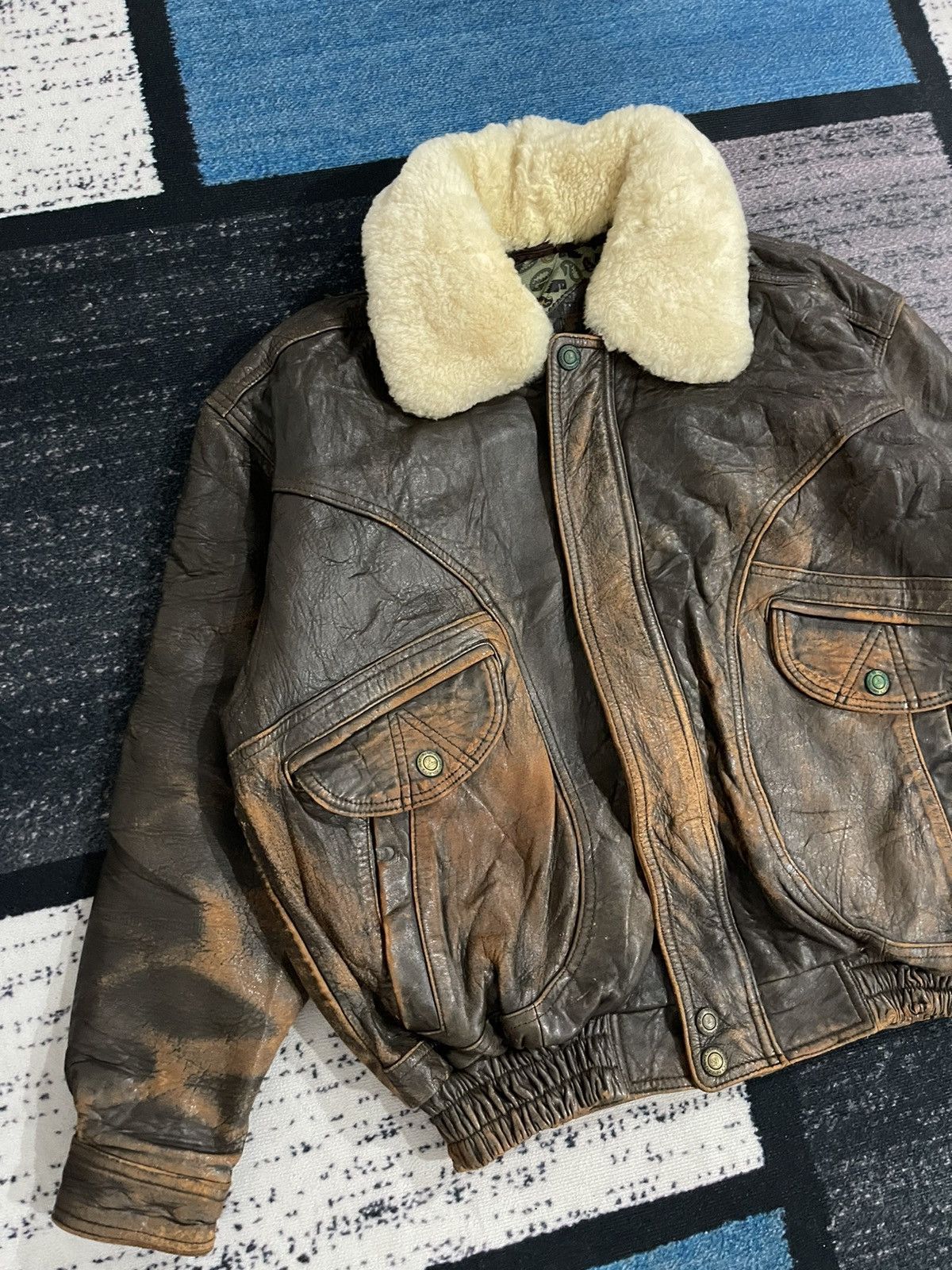 Vintage Vintage Zufolo Leather Bomber Jacket Size US L / EU 52-54 / 3 - 4 Thumbnail