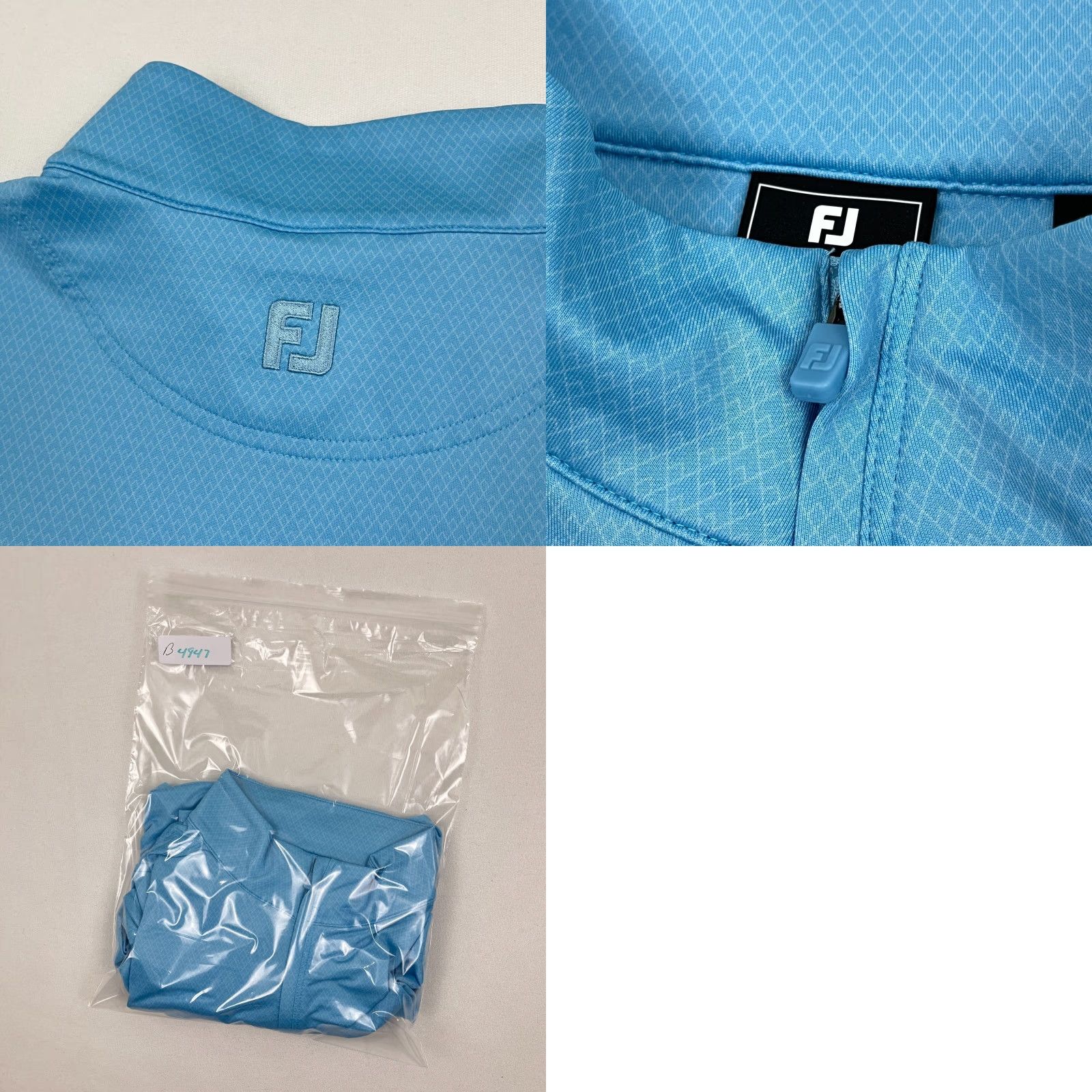Footjoy FootJoy Pullover Mens L Blue Tonal Deco Diamond Performance Golf 1/4 Quarter Zip Shirt Jacket Mens Regular Blue Tonal Deco Diamond Short Sleeve? Size US L / EU 52-54 / 3 - 8 Thumbnail