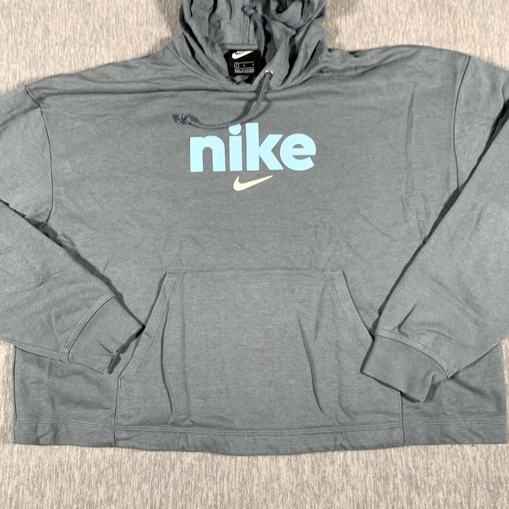 Nike Nike Hoodie Mens Large Gray Pullover Swoosh Kangaroo Pocket Graphic Print Logo Sweatshirt Size US L / EU 52-54 / 3 - 3 Thumbnail