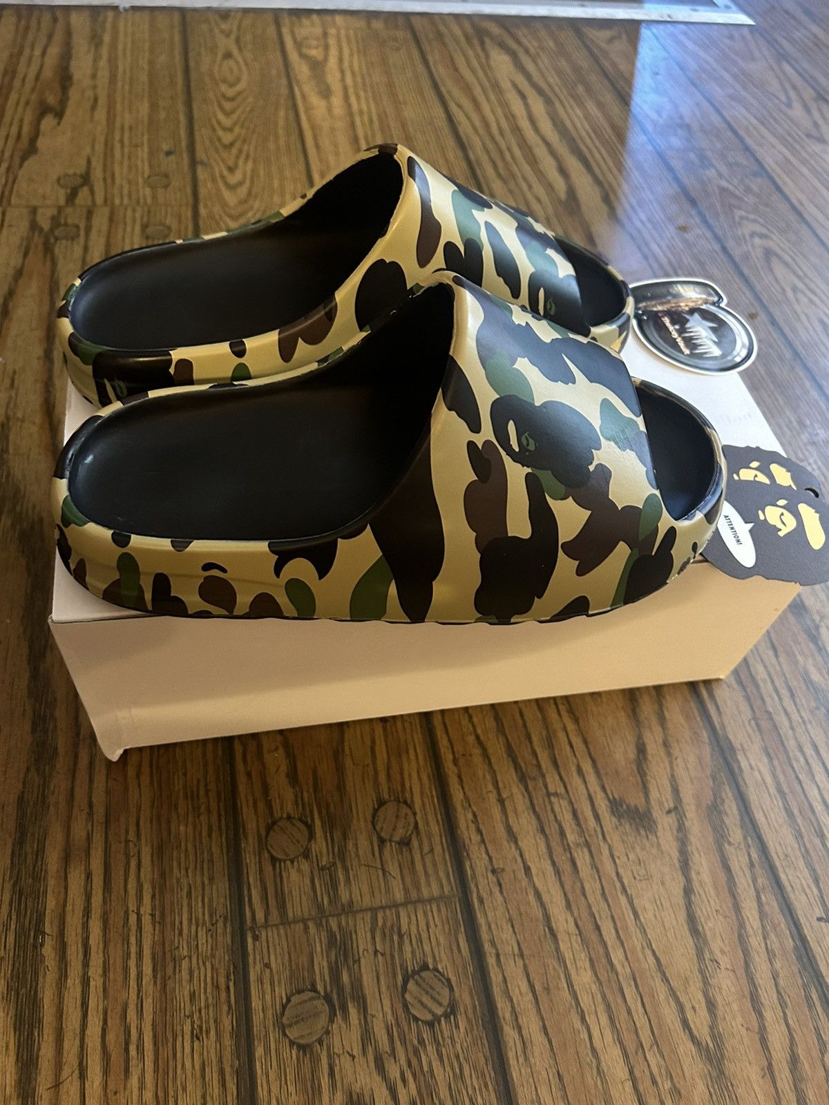Bape Bape 1st Camo Yellow Camo “Yeezy” Slides Size US 8 / EU 41 - 4 Thumbnail