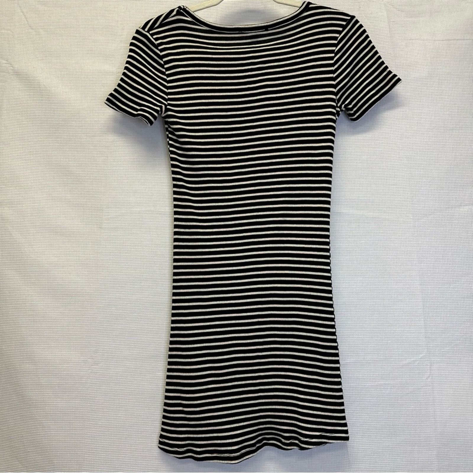 Brandy Melville Brandy Melville Striped Black & White Ribbed Dress - XS/S Size XS / US 0-2 / IT 36-38 - 3 Thumbnail