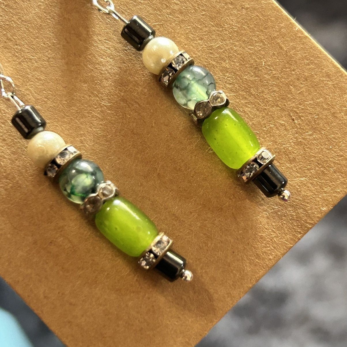 Handmade Handcrafted elegant genuine stone dragon vein earrings Size ONE SIZE - 3 Thumbnail