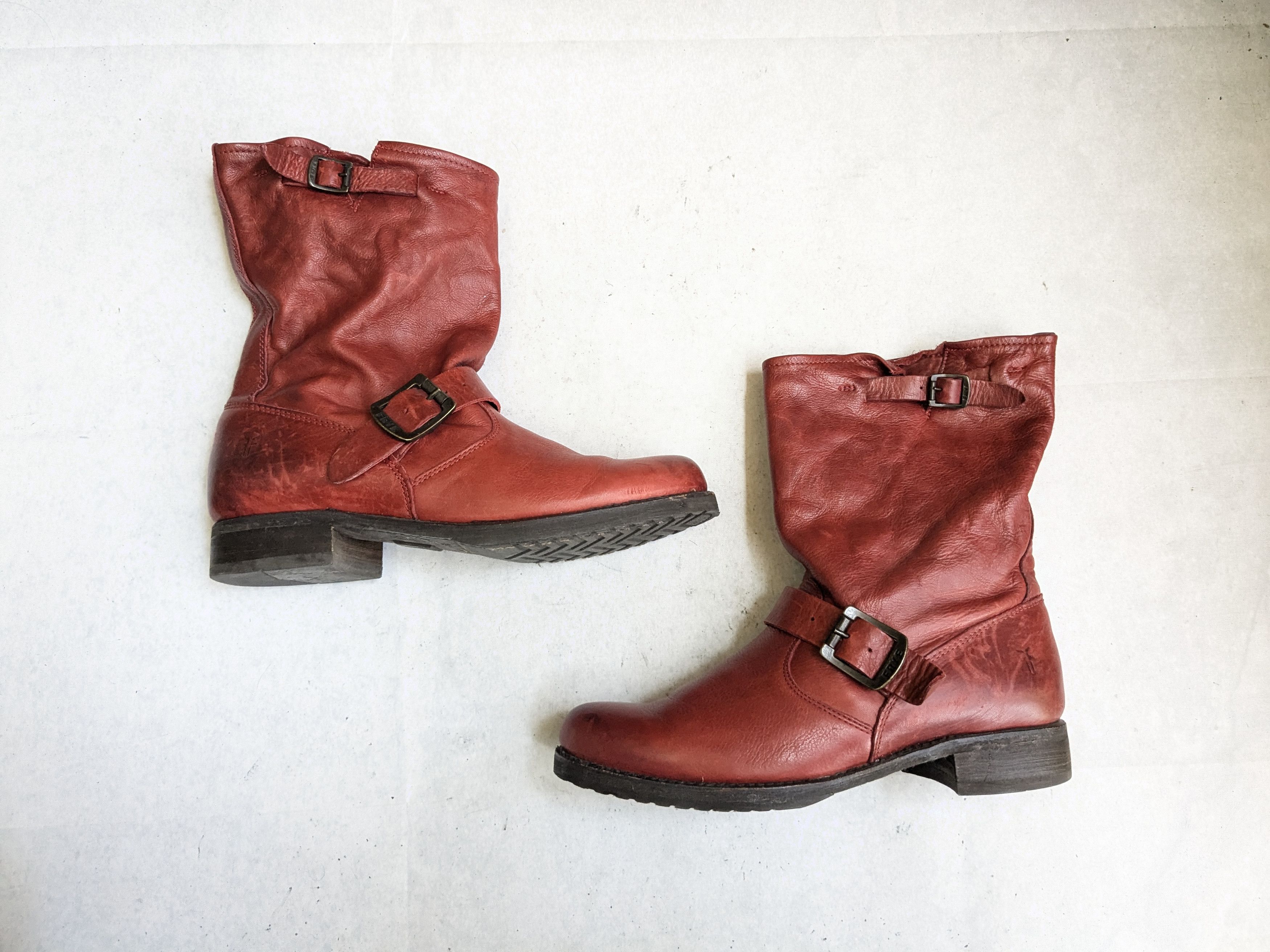 Frye Frye Harness Boots Red Leather 8 Leather Buckle Punk Size US 8 / EU 41 - 1 Thumbnail