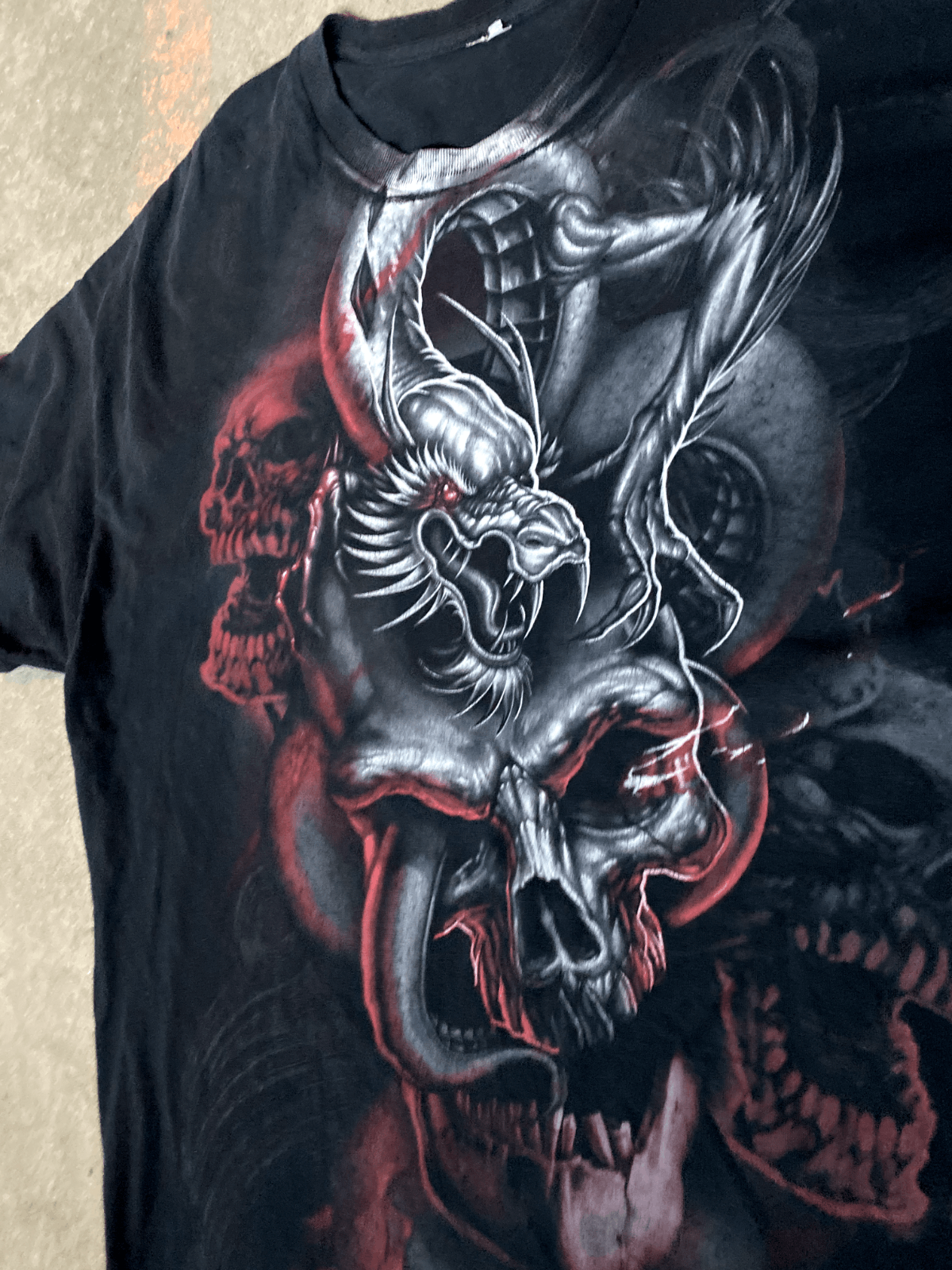 Other Black Y2k Dragon and Skull Short Sleeve Shirt Size US XL / EU 56 / 4 - 2 Thumbnail