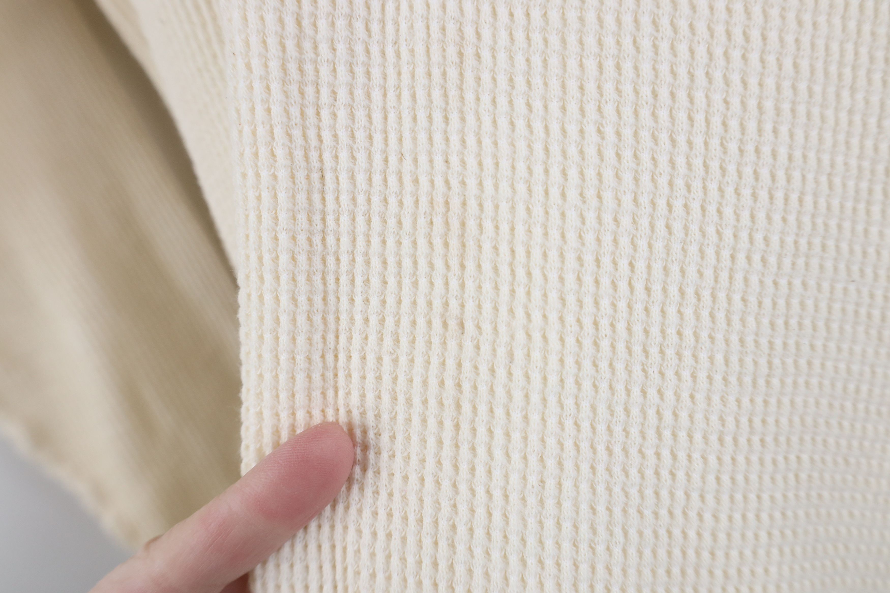 Vintage Vintage 70s Streetwear Thermal Waffle Knit T-Shirt Cream USA Size US M / EU 48-50 / 2 - 8 Thumbnail