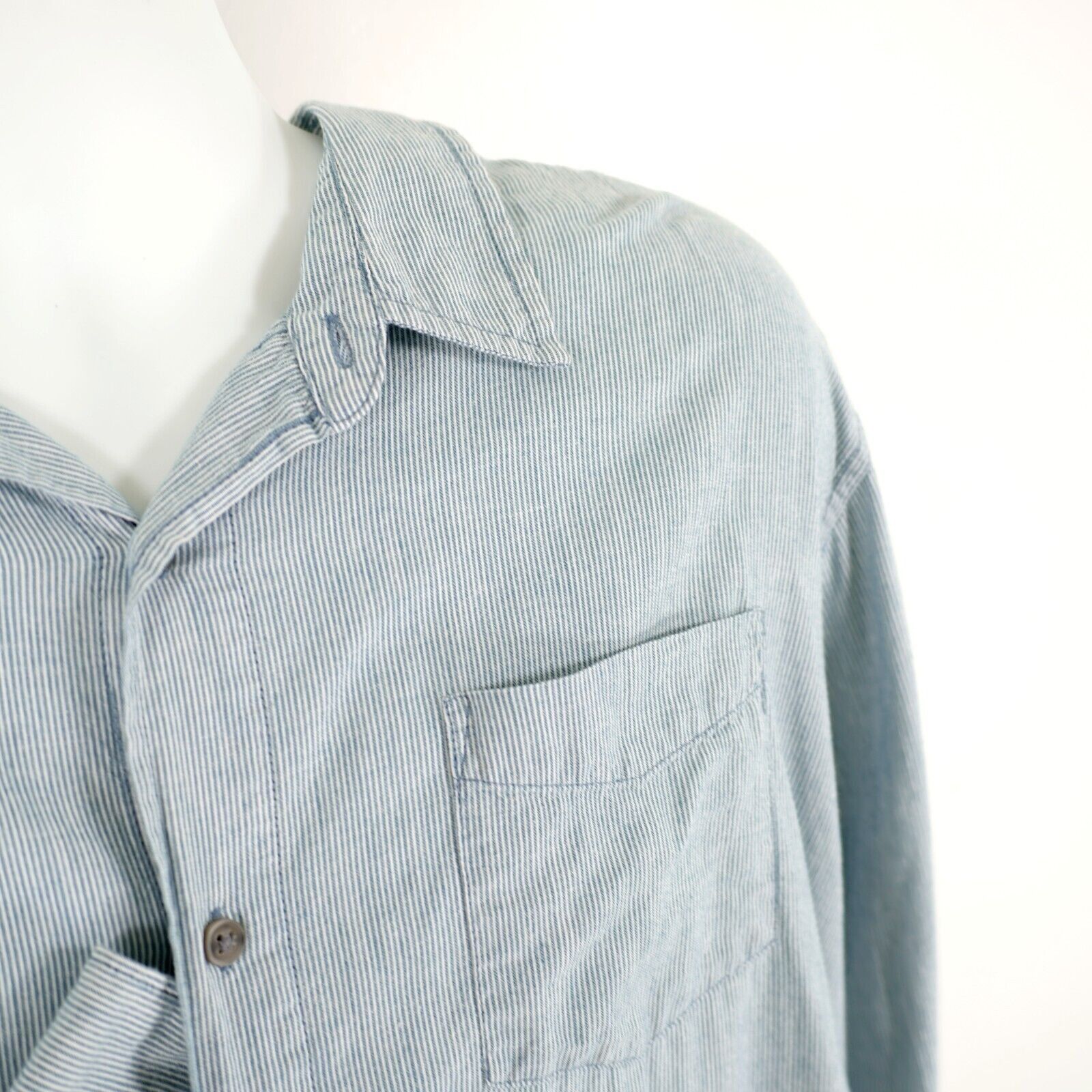 Wrangler Wrangler Green Striped XL Pocket Front Collared Dress Shirt Size US XL / EU 56 / 4 - 2 Thumbnail