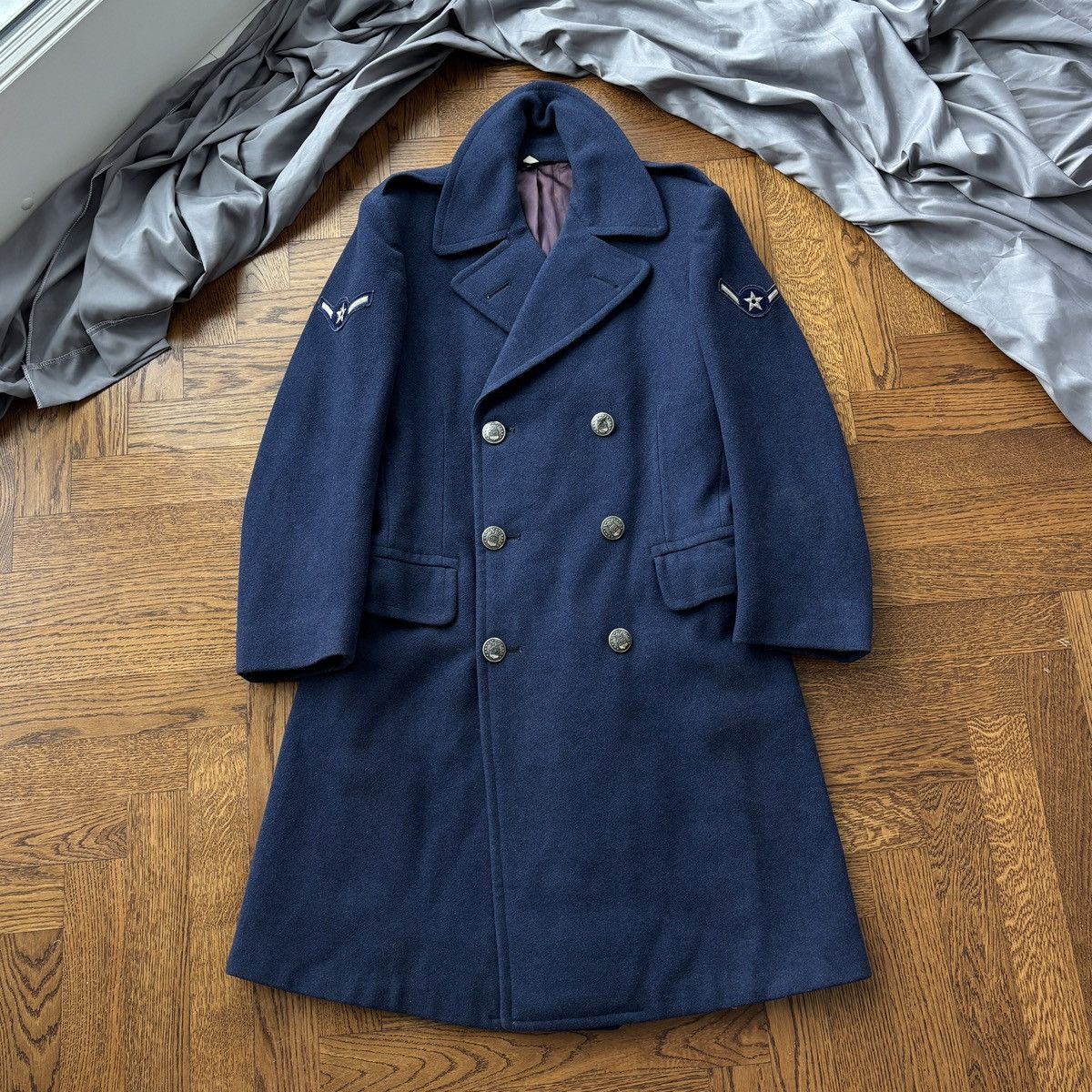 Vintage 1960s USAF Overcoat Vintage Wool Jacket Pembroke Trench 60s Size US S / EU 44-46 / 1 - 18 Thumbnail