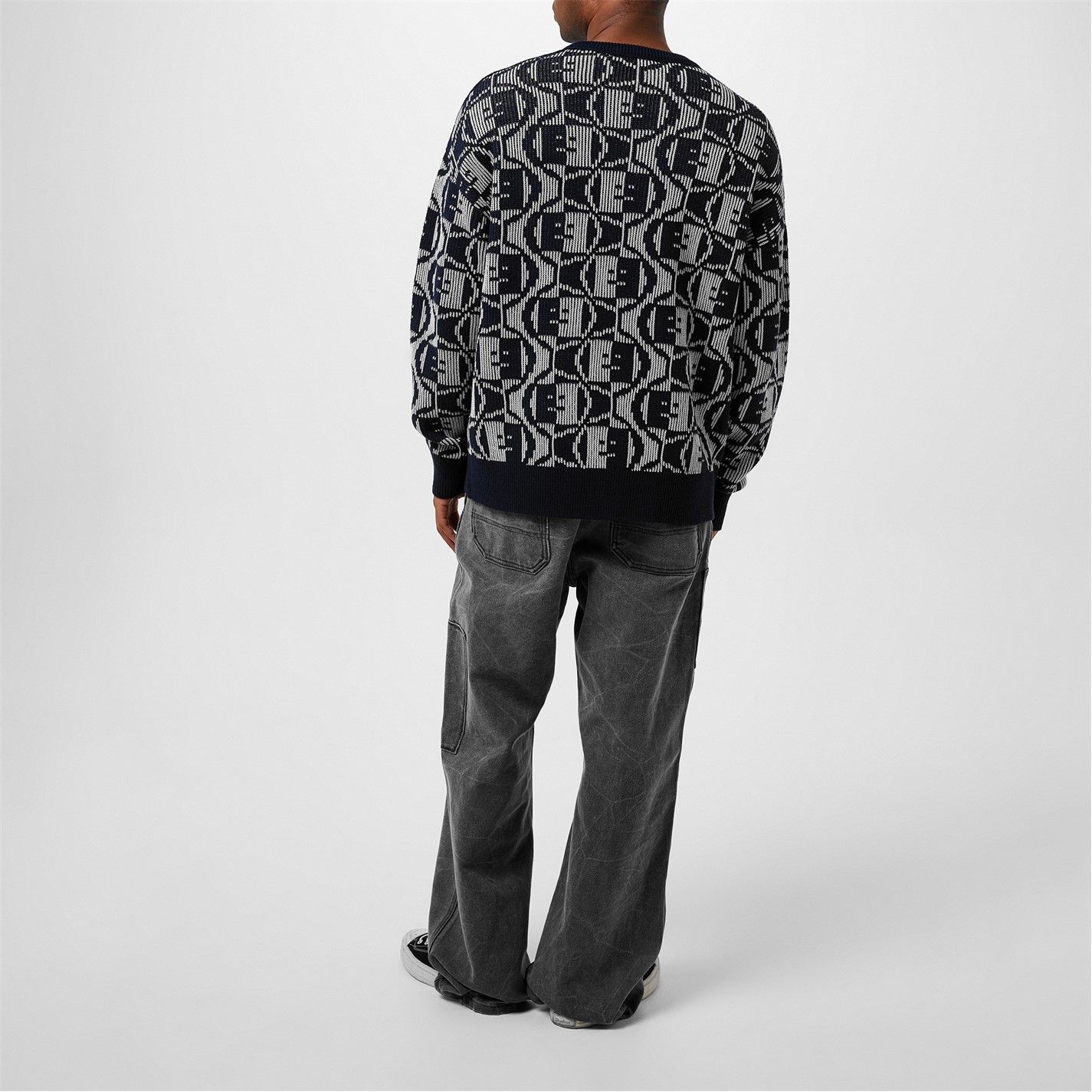 Acne Studios o1g2r1mq0825 Jacquard Crew Neck Jumper in Blue/Grey Size US M / EU 48-50 / 2 - 4 Thumbnail