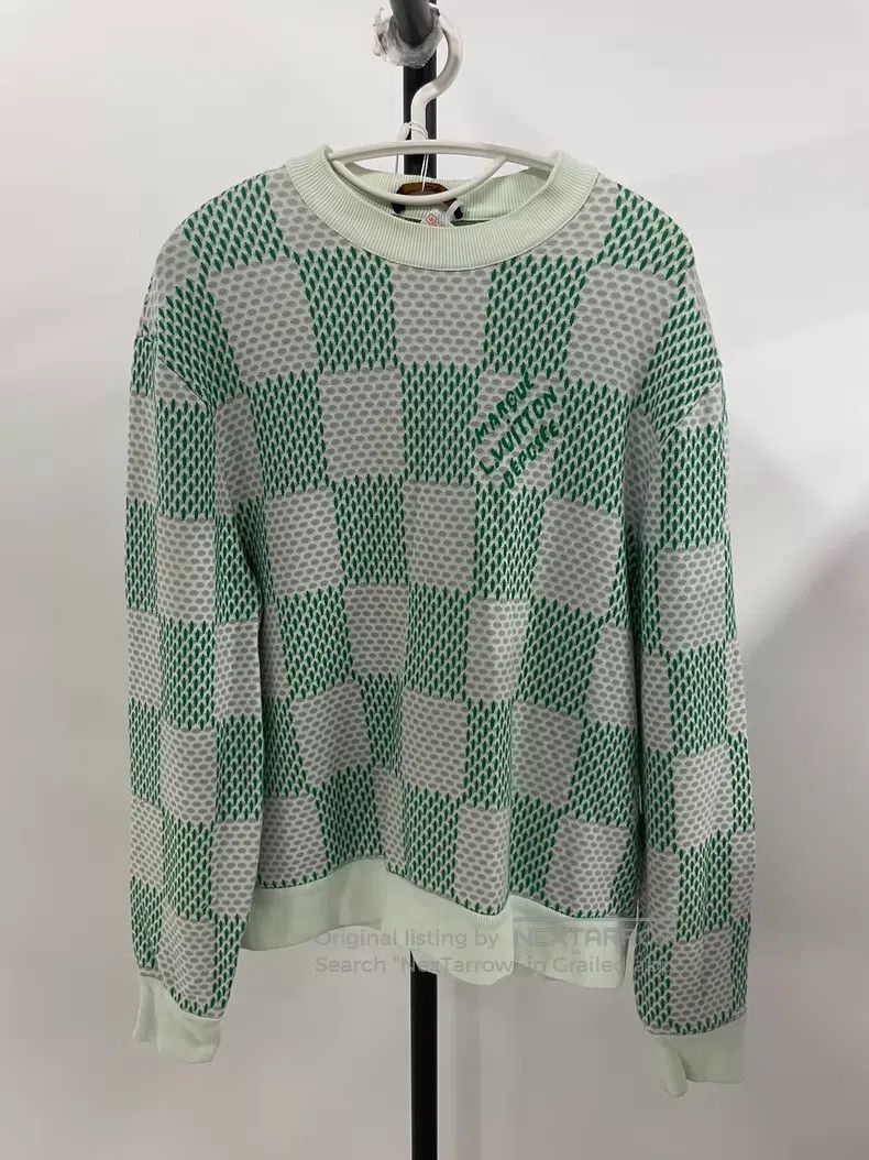 Louis Vuitton Louis Vuitton Green checkerboard full logo knit sweatshirt Size US S / EU 44-46 / 1 - 1 Thumbnail