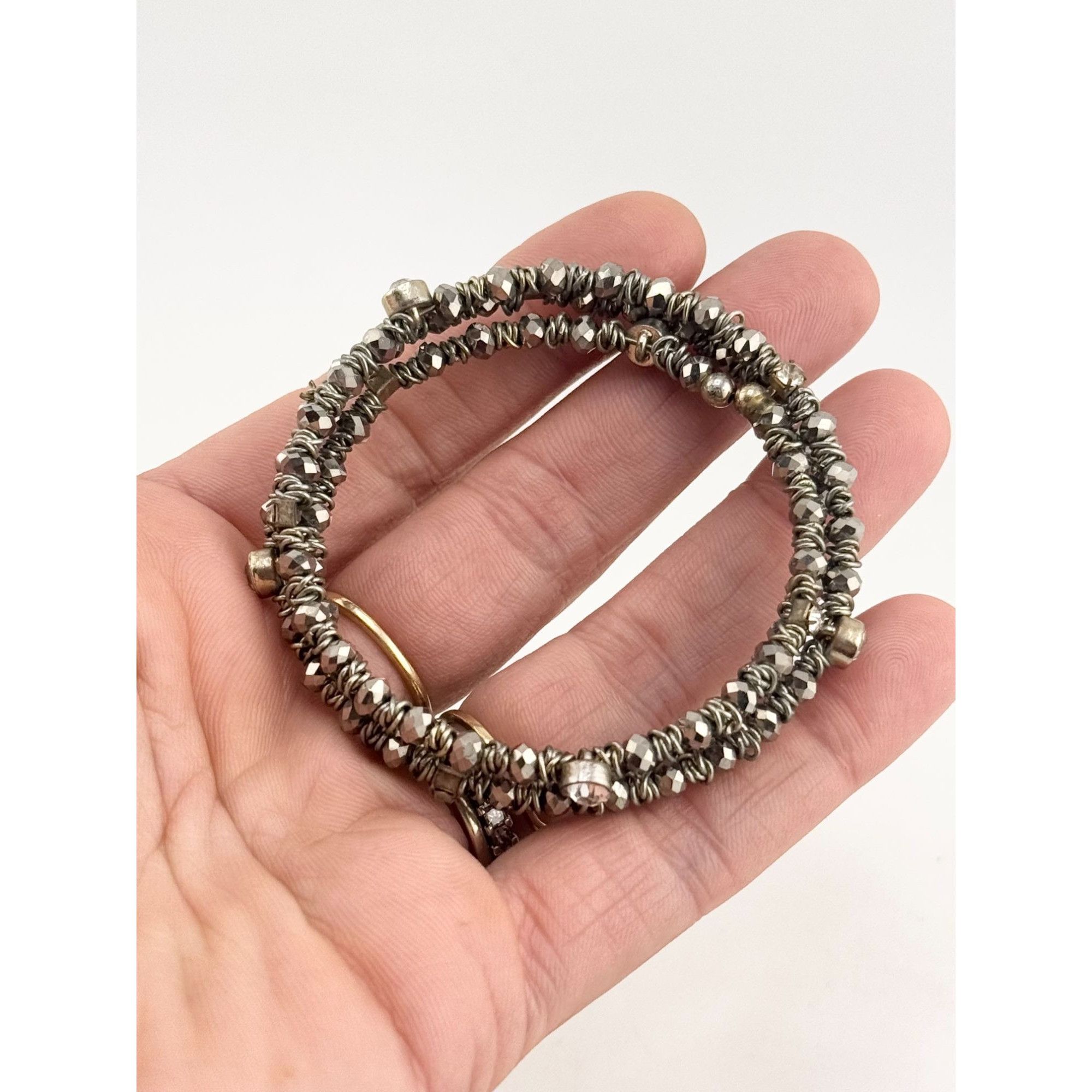 Vintage Vintage silver crystal rhinestone wire wrap cuff bracelet Size ONE SIZE - 5 Thumbnail