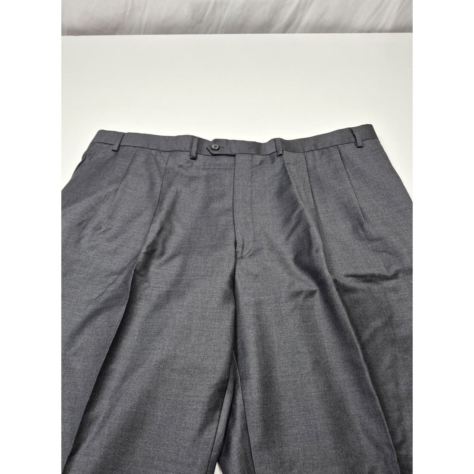 Vintage VTG Franco Tassi Dress Pants Men's 46x36 Gray Wool Cashmere Pleated Unhemmed NWT Size US 30 / EU 46 - 2 Thumbnail