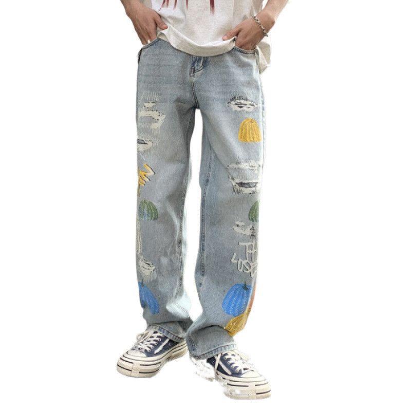Japanese Brand × Jean Retro loose straight tube graffiti printed jeans Size US 30 / EU 46 - 5 Thumbnail