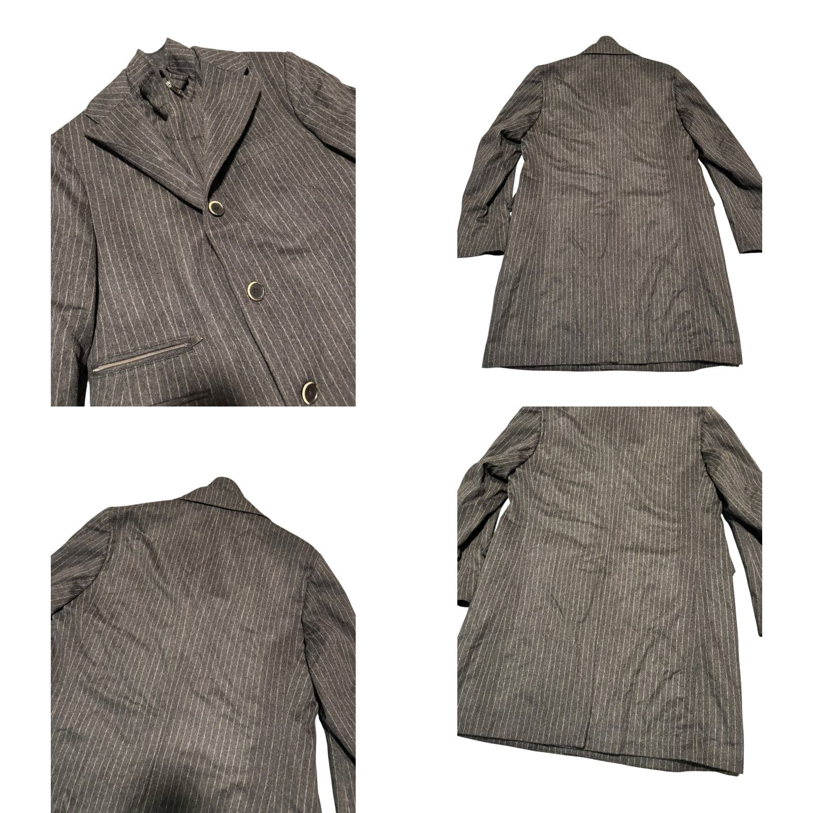 Corneliani Corneliani ID Italy Men Overcoat Pinstripe Wool Long Zip Bib 54R Grey XXX Wool Lining Regular Coat Mens Size US L / EU 52-54 / 3 - 8 Thumbnail