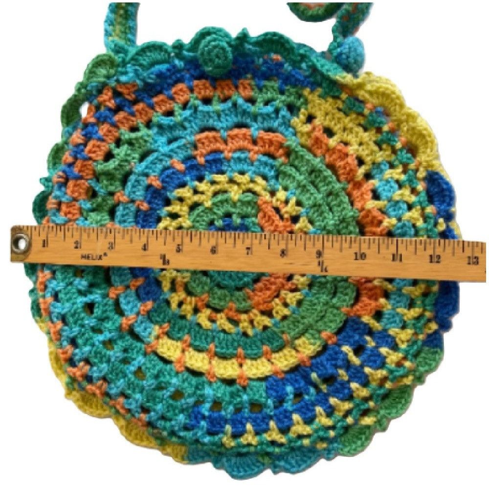 Handmade Crochet Purse Retro Shoulder Bag Granny Stitch Pattern Multi Size ONE SIZE - 10 Thumbnail