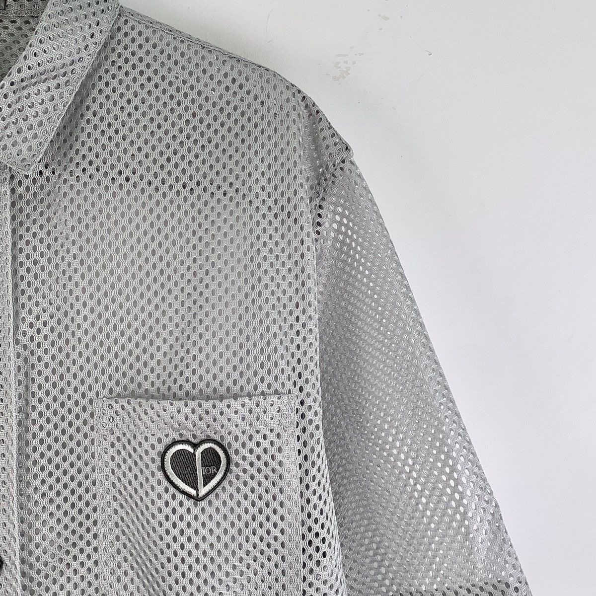 Dior Dior Grey CD Logo Mesh Hollow Out Short Sleeve Shirt K26WX Size S / US 4 / IT 40 - 3 Thumbnail