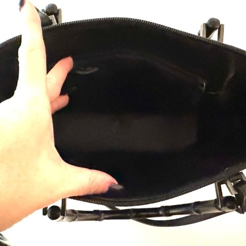 Gucci Gucci Black Pebble Grained leather w/bamboo handle bag Size ONE SIZE - 5 Thumbnail
