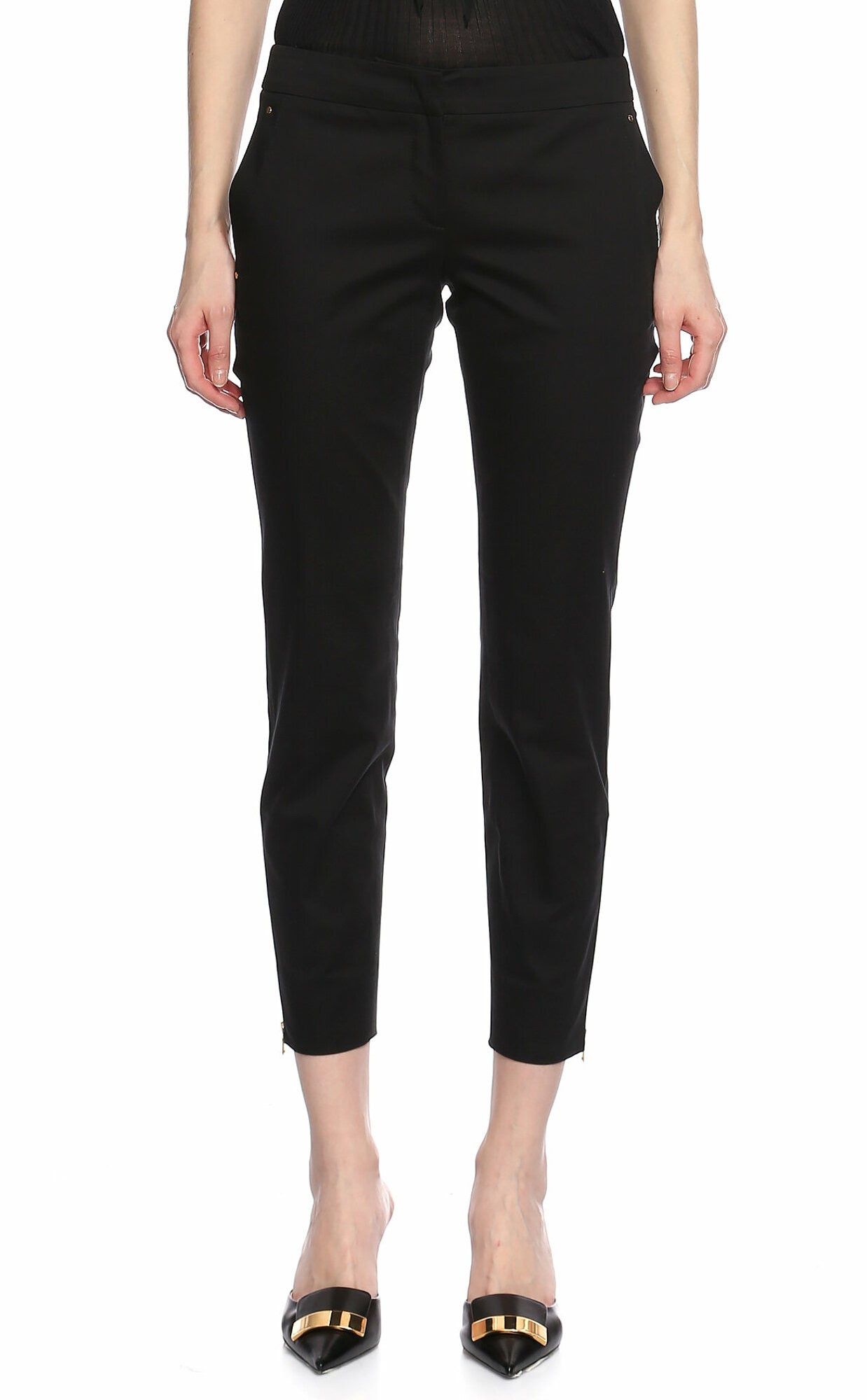 image of Emilio Pucci Emili Pucci Black Stretch Cotton Cropped Pants 8 42 Trousers, Women's (Size 28)