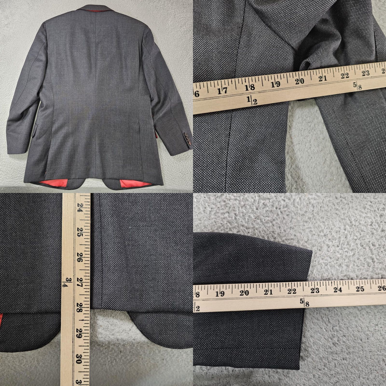 Suitsupply Suitsupply Sienna Blazer Mens 40S Gray Wool Notch Two-Button Front Single-Breasted Geometric Texture Jacket Size 40R - 8 Thumbnail