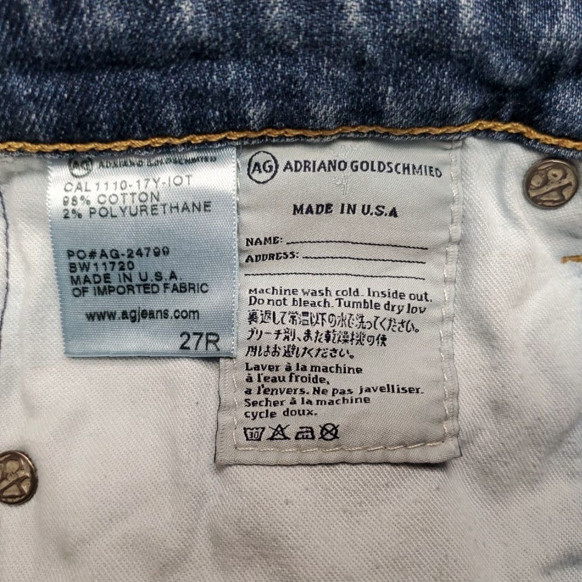 Denime Adriano Goldschmied Jeans Womens 27 Reg Blue The Stilt Cigarette Leg Faded Denim Jeans Size 27" / US 4 / IT 40 - 3 Thumbnail