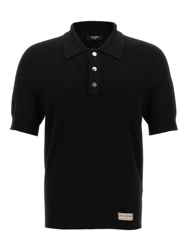 Balmain o1s1wg110925 Label Polo Shirt in Black Size US M / EU 48-50 / 2 - 1 Thumbnail