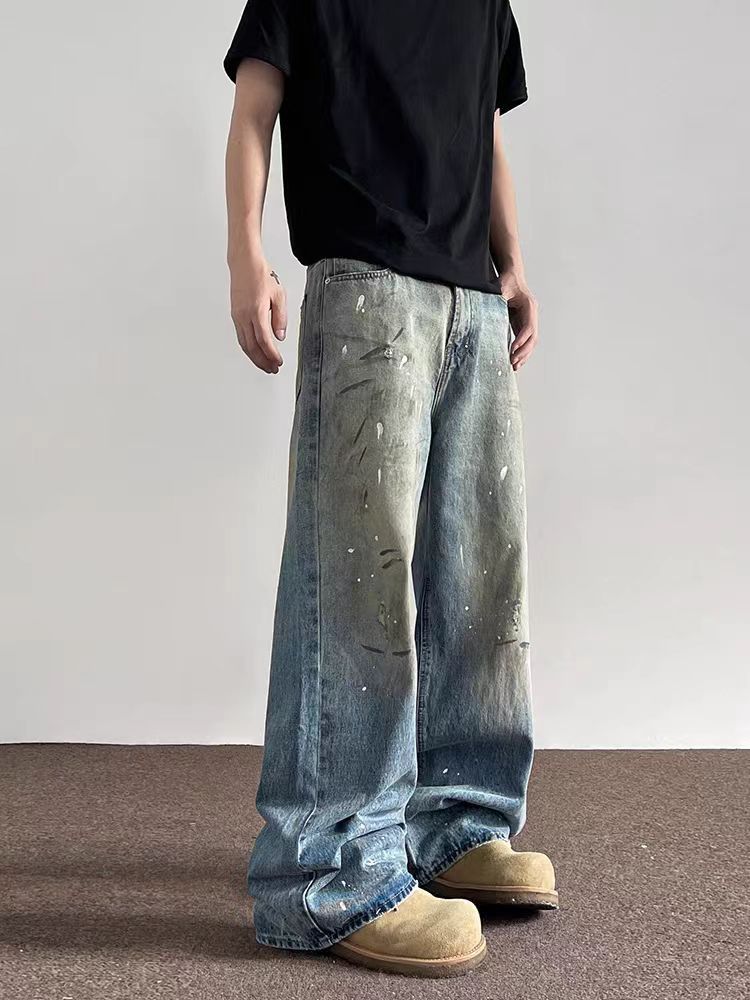 Japanese Brand × Jean Dirty Dye Washed Aged Wide Leg Jeans Size US 31 - 4 Thumbnail
