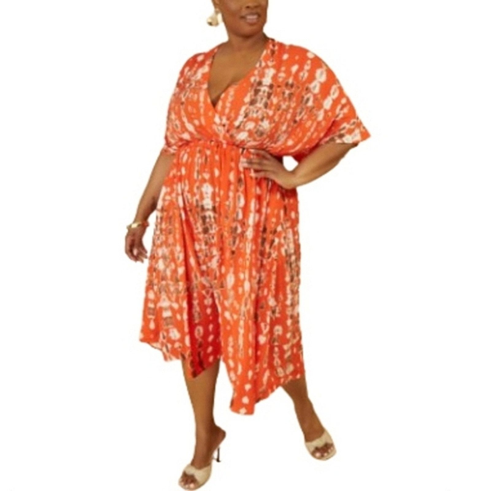 Other MANDARINE ☆ ABSTRACT PRINT ☆ MIDI DRESS ☆ 5x ☆ NWT Size 4XL / US 24-26 - 3 Thumbnail