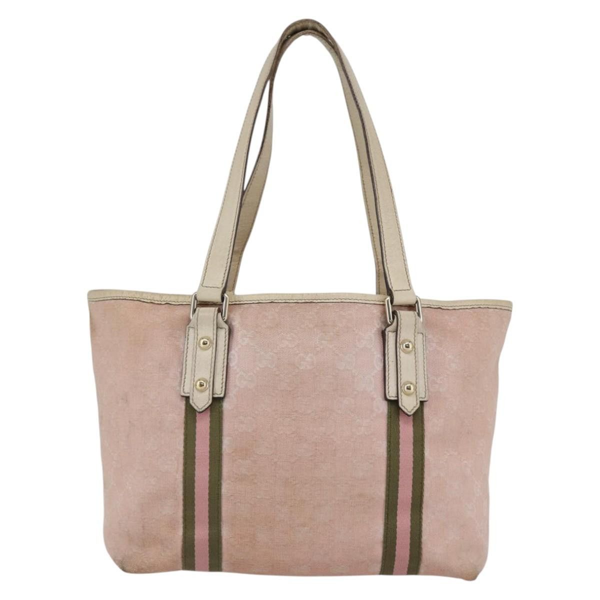 Gucci GUCCI GG Canvas Sherry Line Tote Bag Pink Gold Size ONE SIZE - 3 Thumbnail