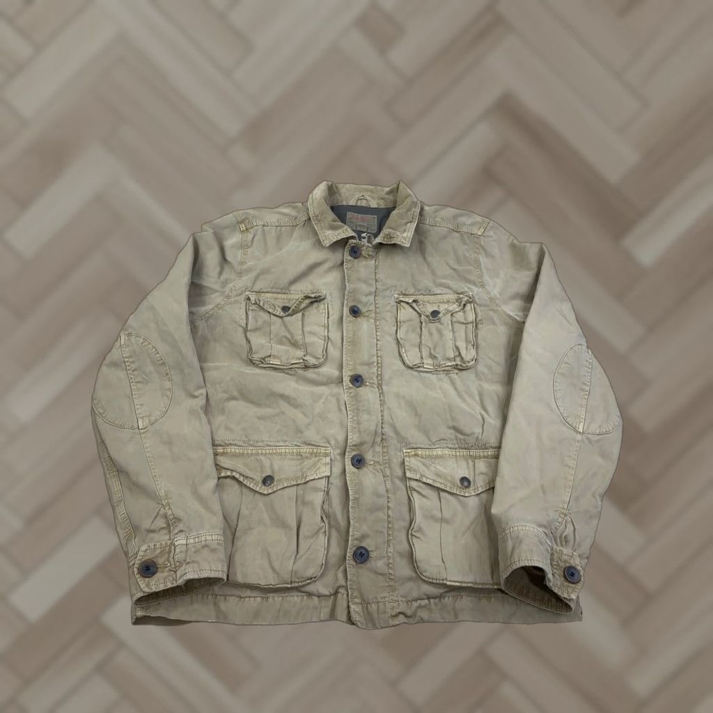 Lucky Brand Lucky Brand Utility Jacket Womens L Tan Casual Pockets Button Zip10088 Size L / US 10 / IT 46 - 1 Thumbnail