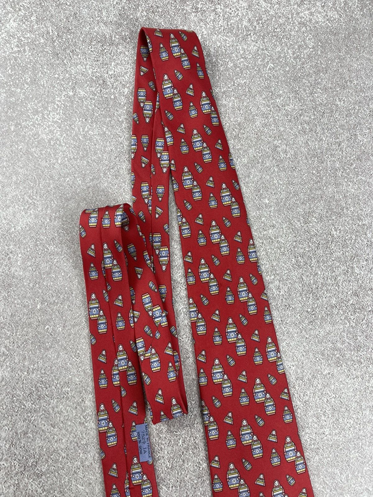 Hermes × Vintage Vintage Hermes Printed Red Silk Tie Size ONE SIZE - 3 Thumbnail