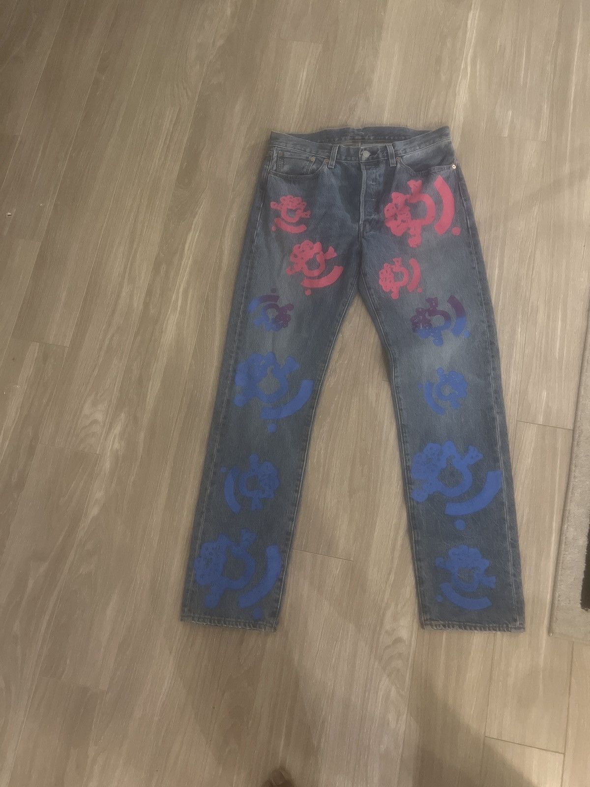 image of B Stroy x Denim Tears (B).story Blue Pink Jeans, Men's (Size 34)