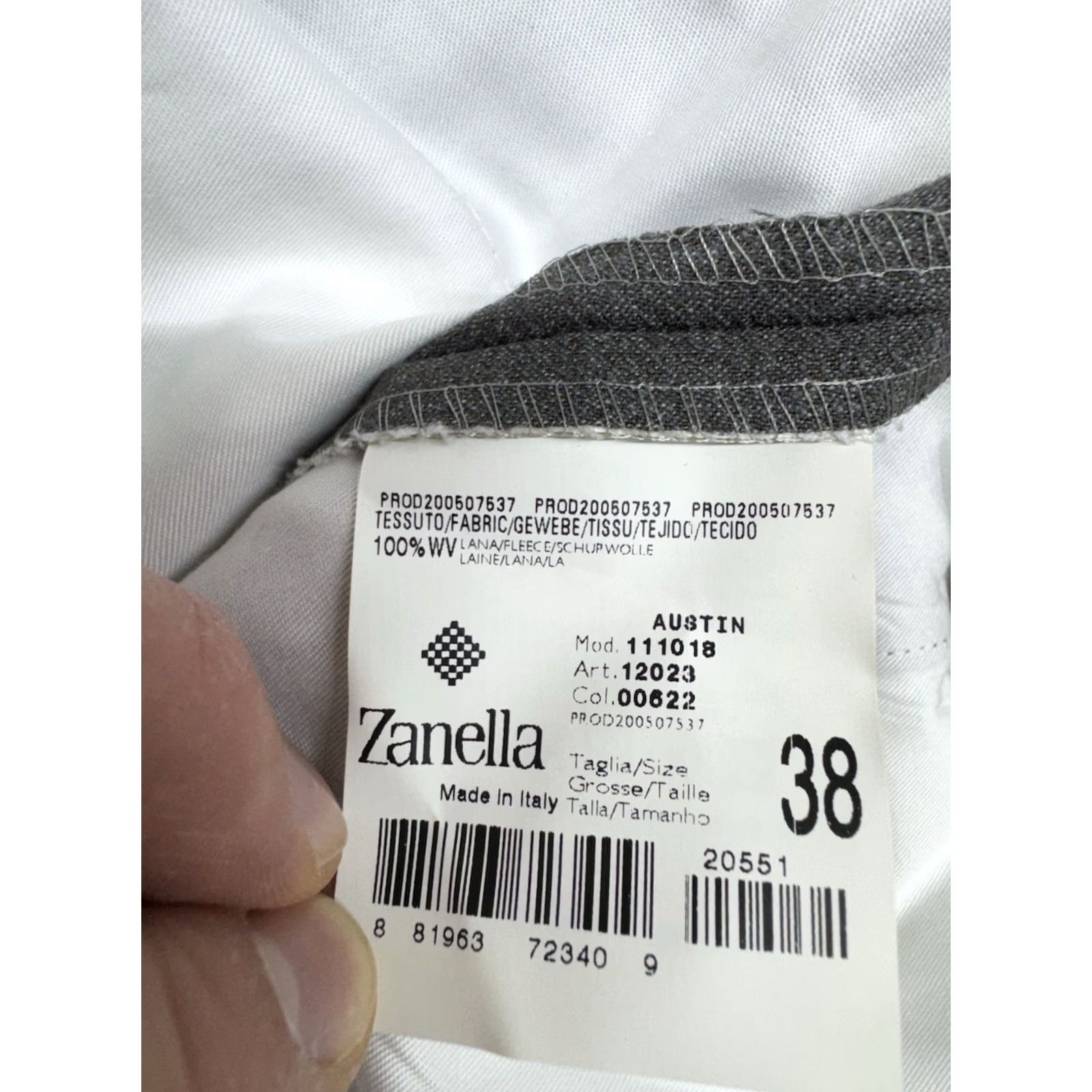 Zanella Zanella Austin Pleated Cuffed Wool Dress Pants Gray Mens 38x33 Regular Straight Stretch Belt Loops Pockets - 41 Size US 38 / EU 54 - 4 Thumbnail