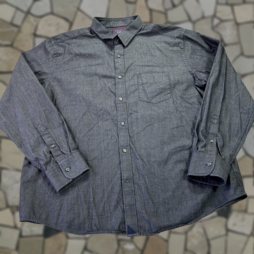 UNTUCKit UNTUCKit Shirt Mens 2XL Gray Chambray Cotton Button Up Long Sleeve Casual Size US XXL / EU 58 / 5 - 1 Thumbnail