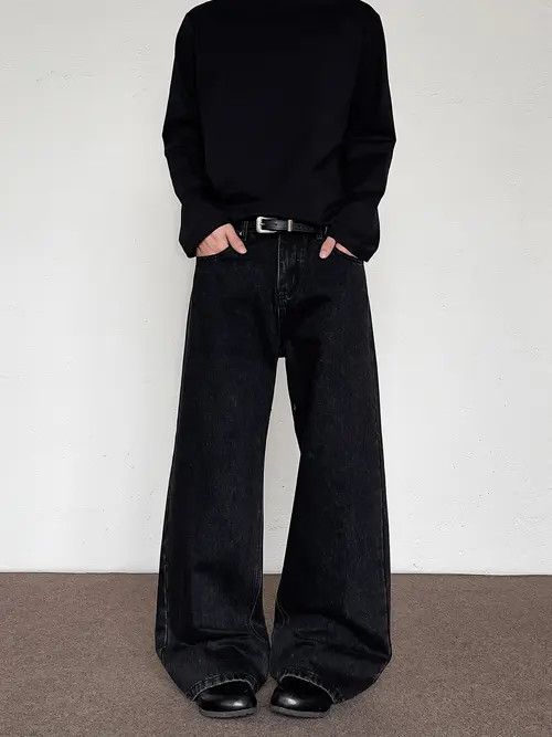 VIBE Black Baggy Wide Leg Jeans Size US 30 / EU 46 - 8 Thumbnail