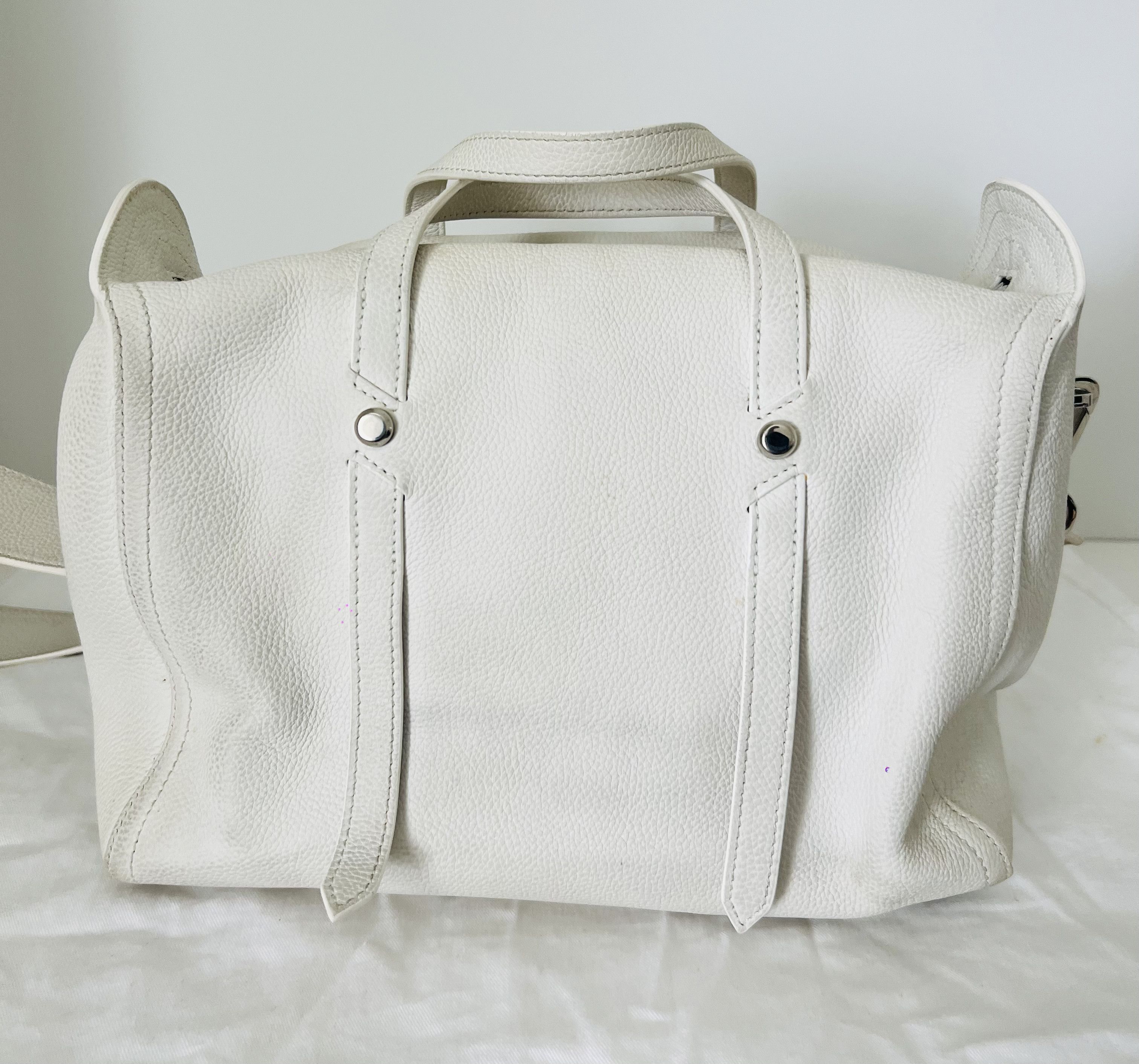 Raf Simons, Medium White Pebbled Handbag w/Strap