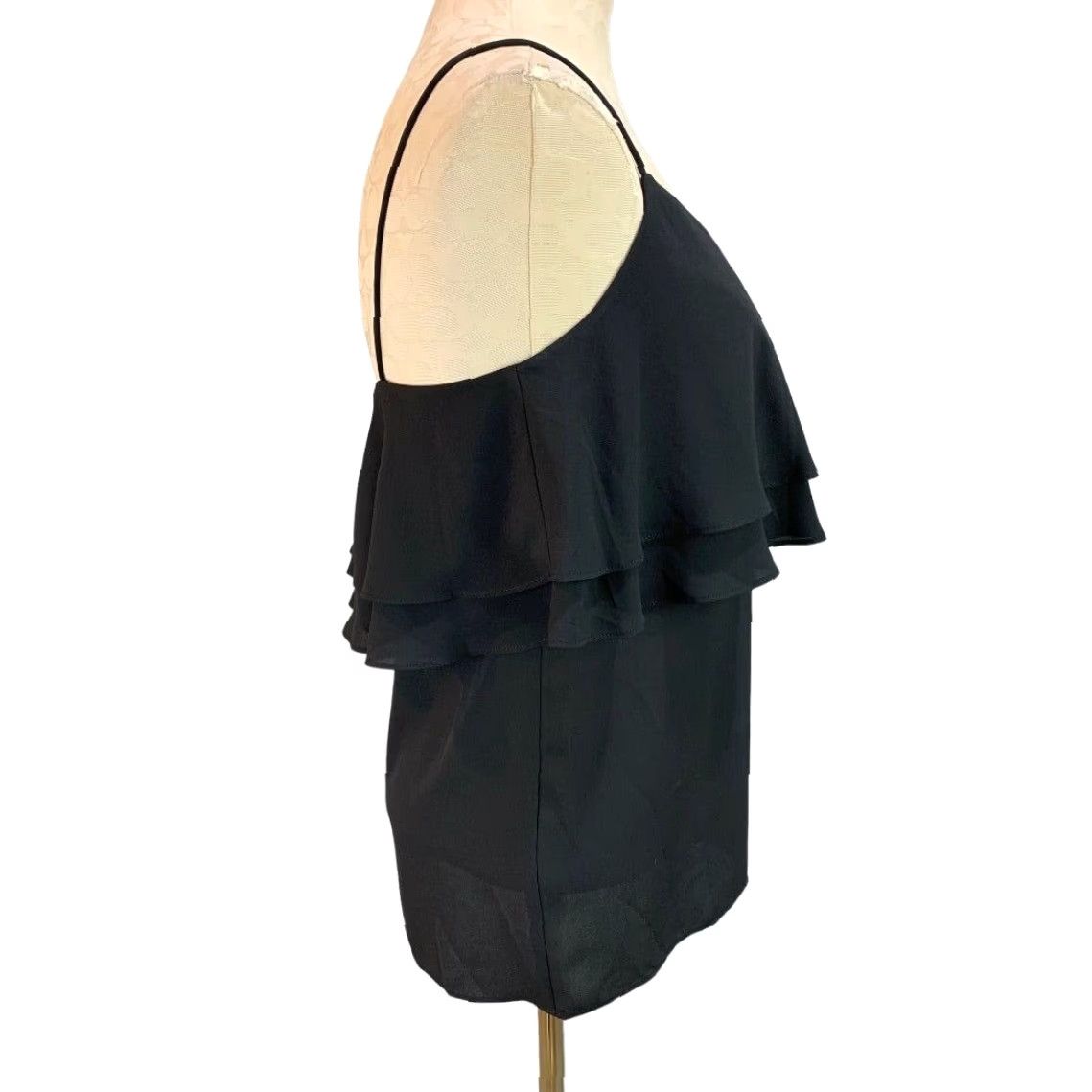 J.Crew J.Crew Blouse Tall Women's 4T Black Spaghetti Strap Ruffle Bodice Size S / US 4 / IT 40 - 6 Thumbnail