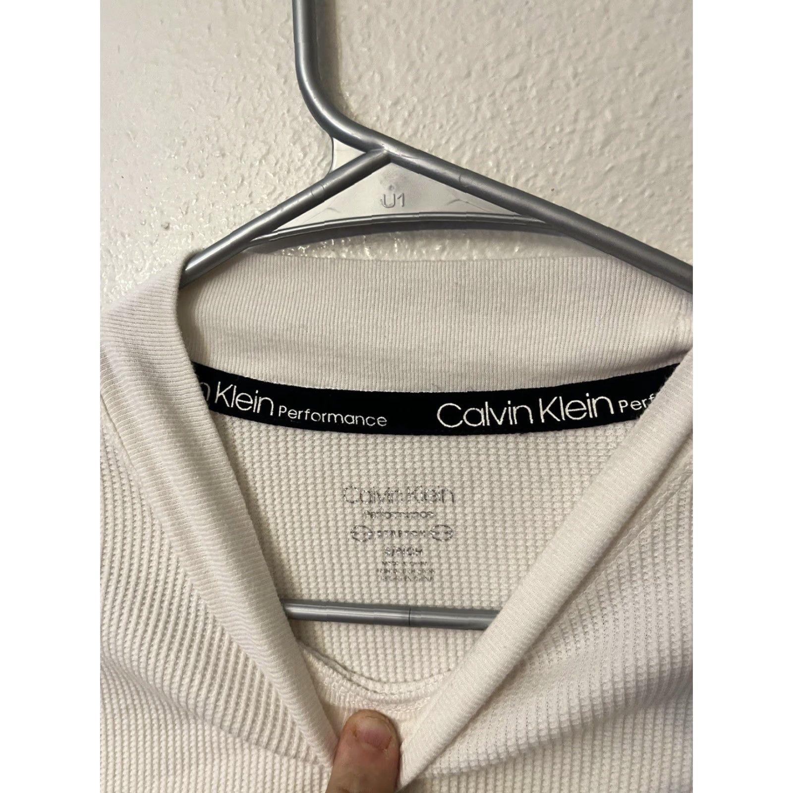 Calvin Klein Calvin Klein Performance Top Small White Waffle Mock Neck Size S / US 4 / IT 40 - 3 Thumbnail