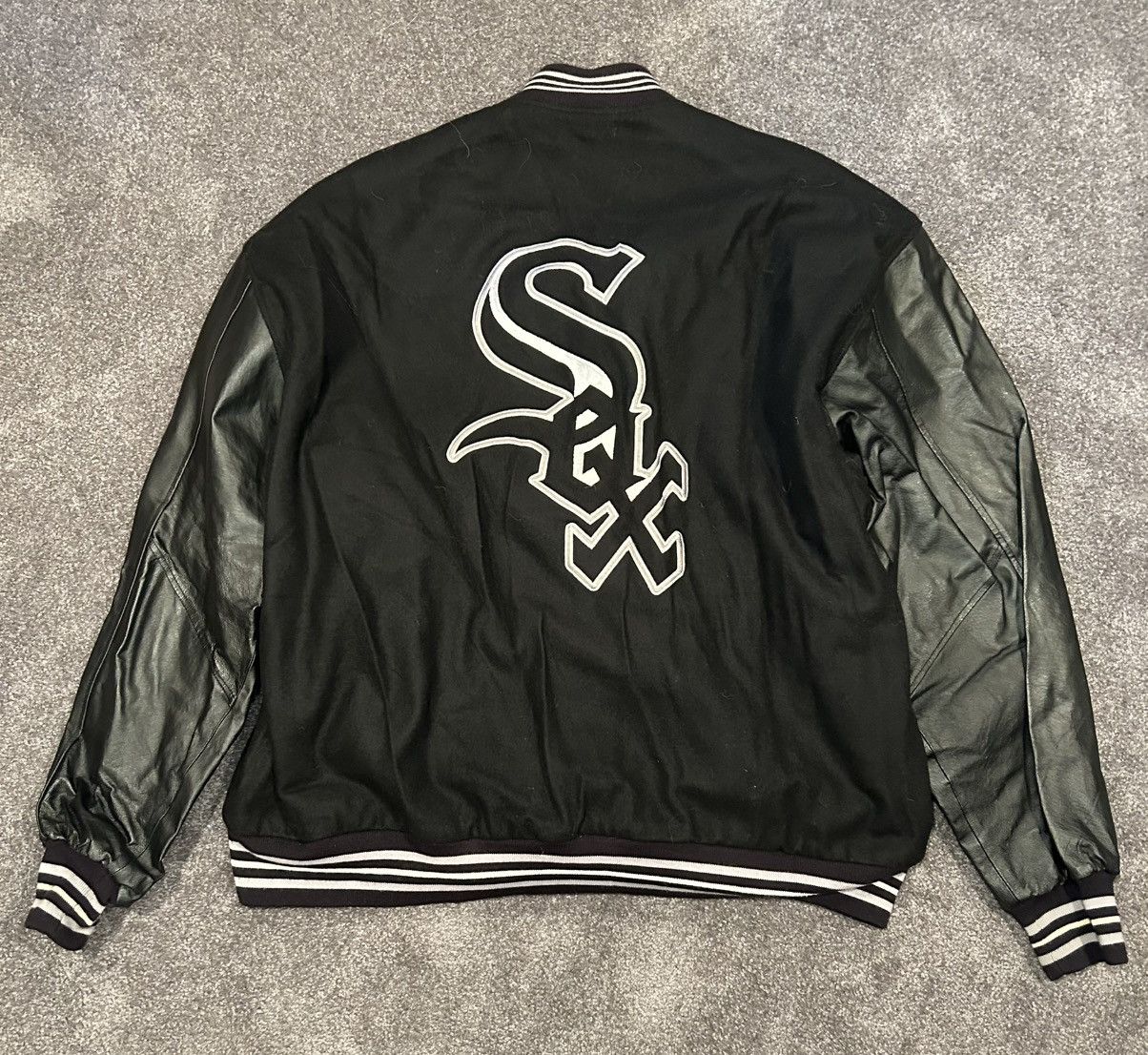 MLB MLB Chicago White Sox Snap Wool & Leather Jacket Size US XXL / EU 58 / 5 - 2 Thumbnail