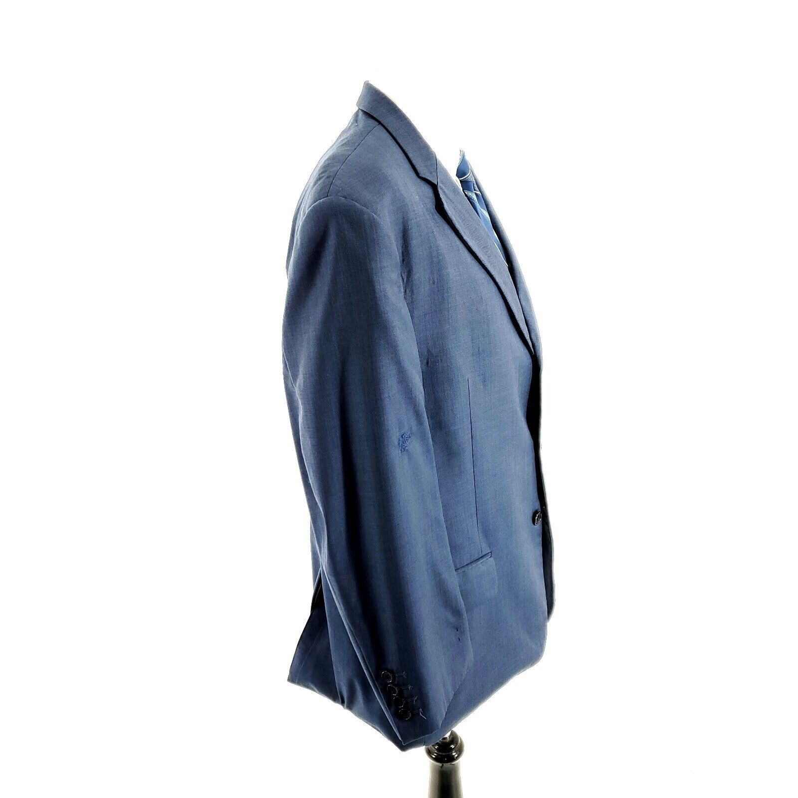 Tallia DAMAGED Tallia Uomo Worsted Wool 3 Button Blazer 44R Blue Sh Size 44R - 7 Thumbnail