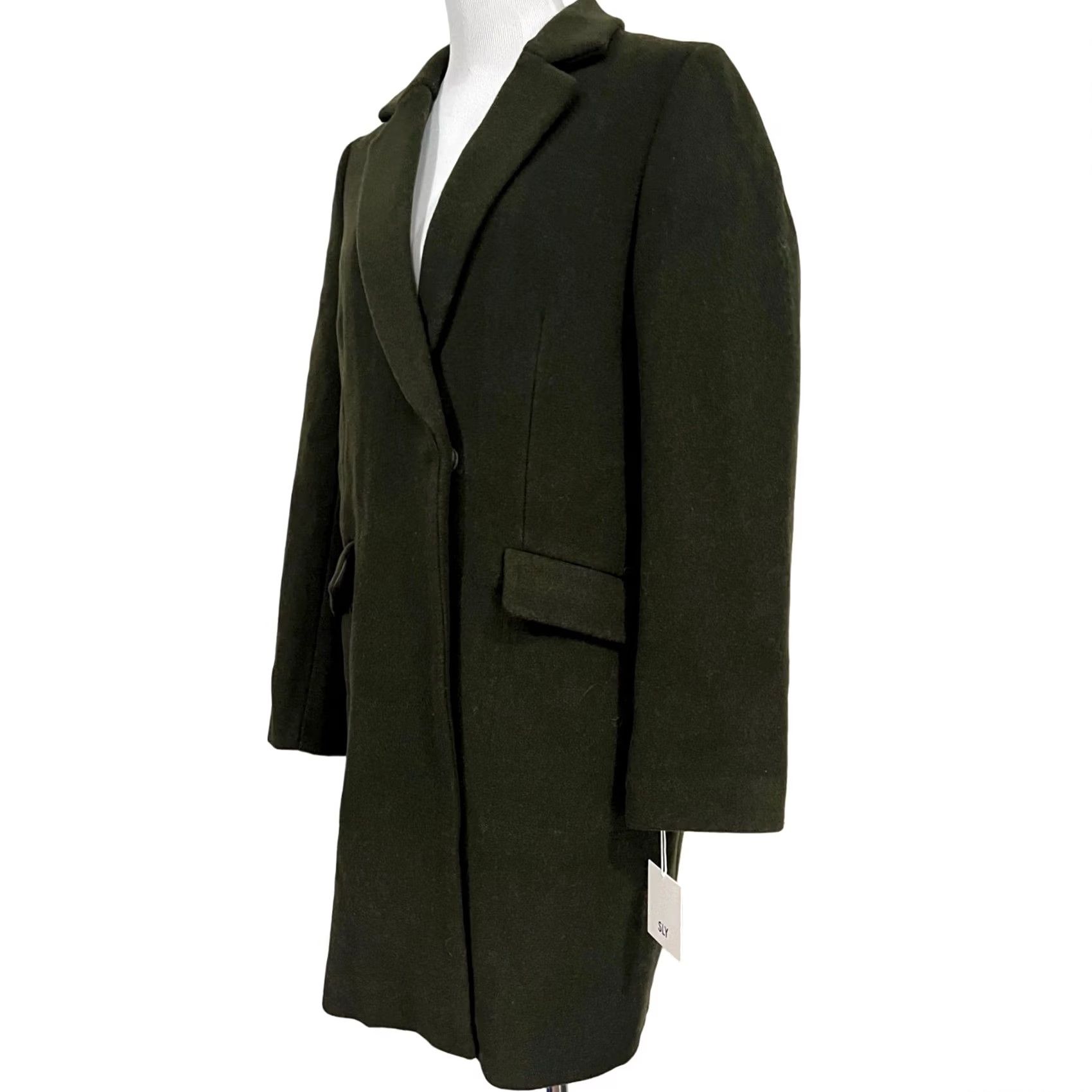 Vintage VINTAGE Sly Coat Overcoat Women Wool Olive Green Hidden Snap Buttons Pockets Sz 2 Ladies Womens Wool Coat Size XS / US 0-2 / IT 36-38 - 2 Thumbnail
