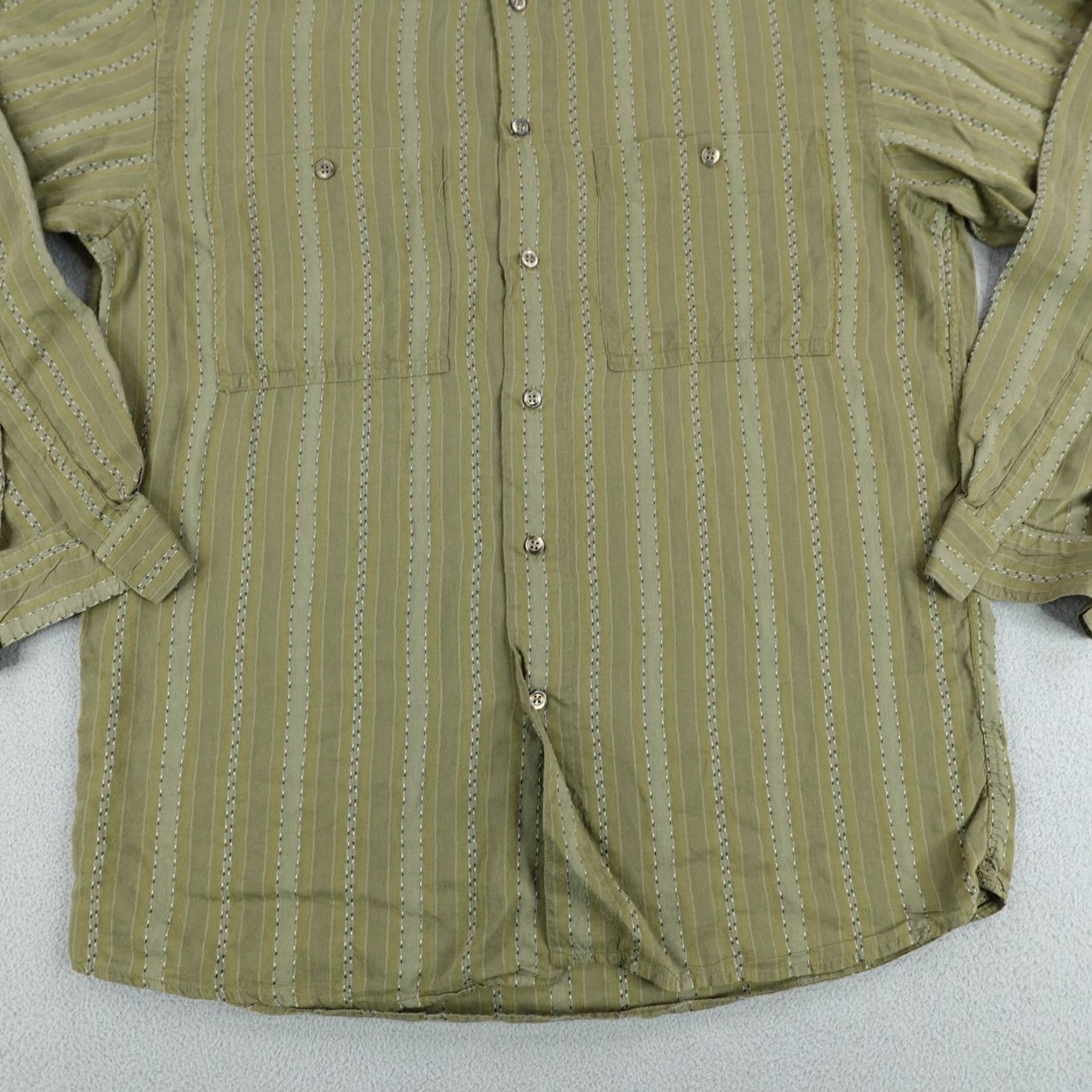 Zanella VINTAGE Zanella Button-Up Shirt Mens Medium Green Stripes Long Sleeve Made in Italy Classic Designer Size US M / EU 48-50 / 2 - 4 Thumbnail