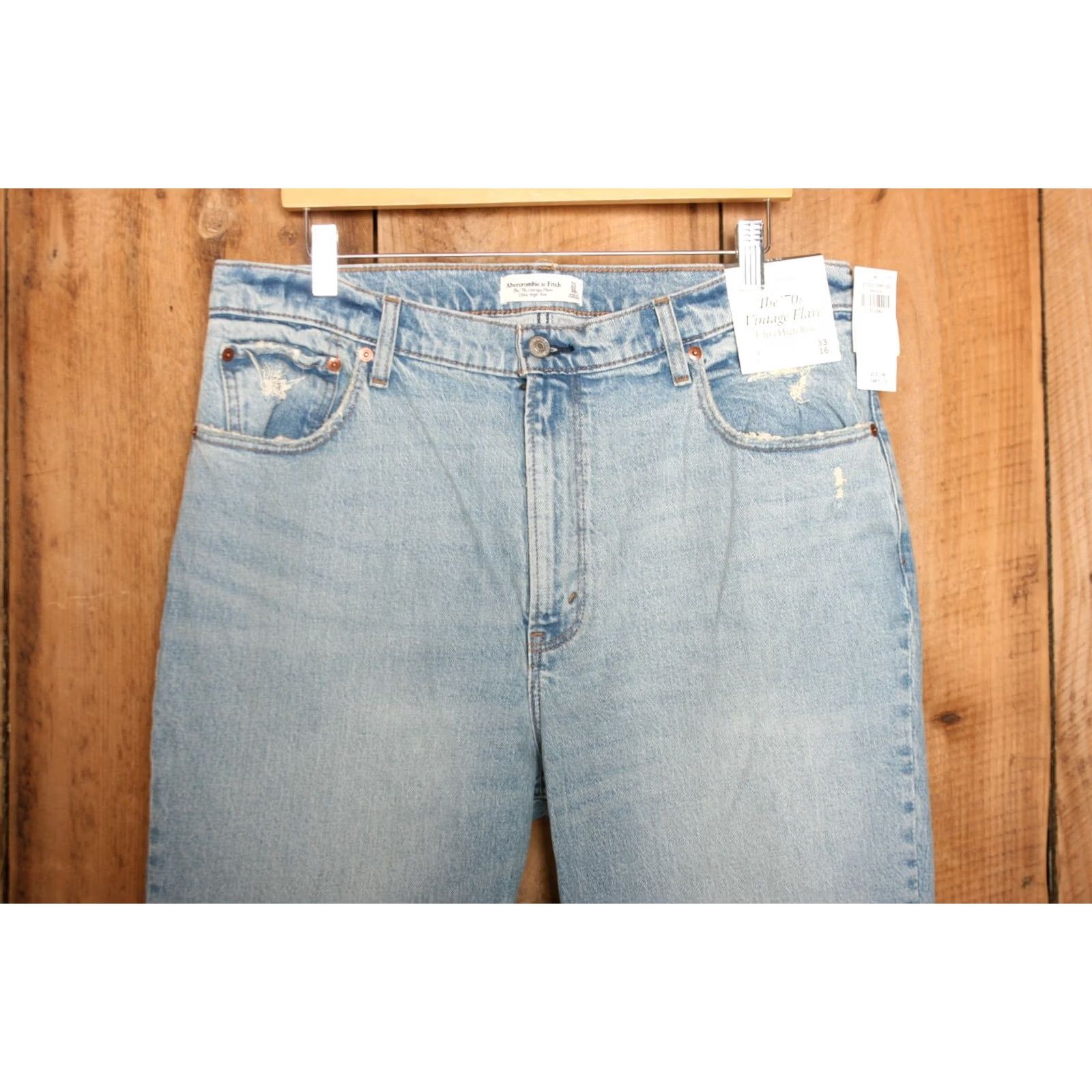 Abercrombie & Fitch Abercrombie & Fitch The 70's Vintage Flare Ultra High Rise Jeans Sz. 33 / 16L Denim Blue Distressed Womens Jeans Size 24" / US 00 / IT 34 - 3 Thumbnail