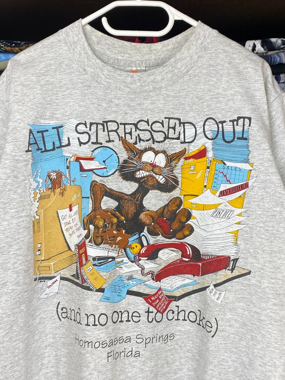 Vintage Vintage All Stressed Out 90s Single Stitch Graphic Tee Size US L / EU 52-54 / 3 - 4 Thumbnail