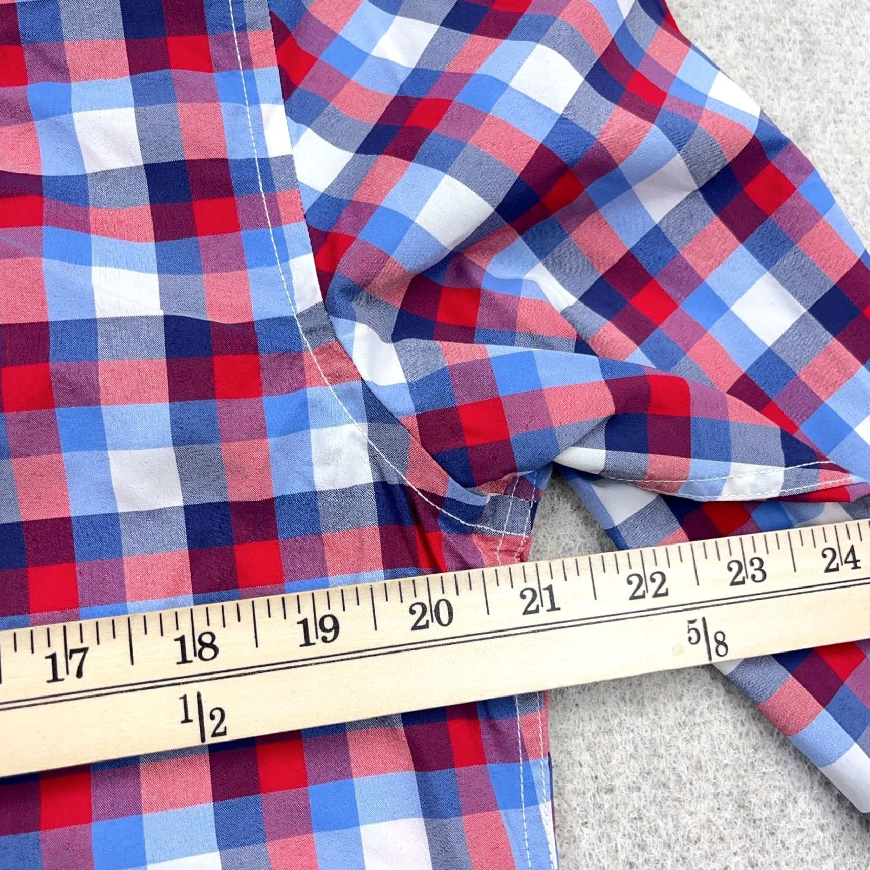 UNTUCKit UNTUCKit Shirt Adult Medium Blue Red Plaid Button Up Nylon Performance Dress Size 40R - 7 Thumbnail