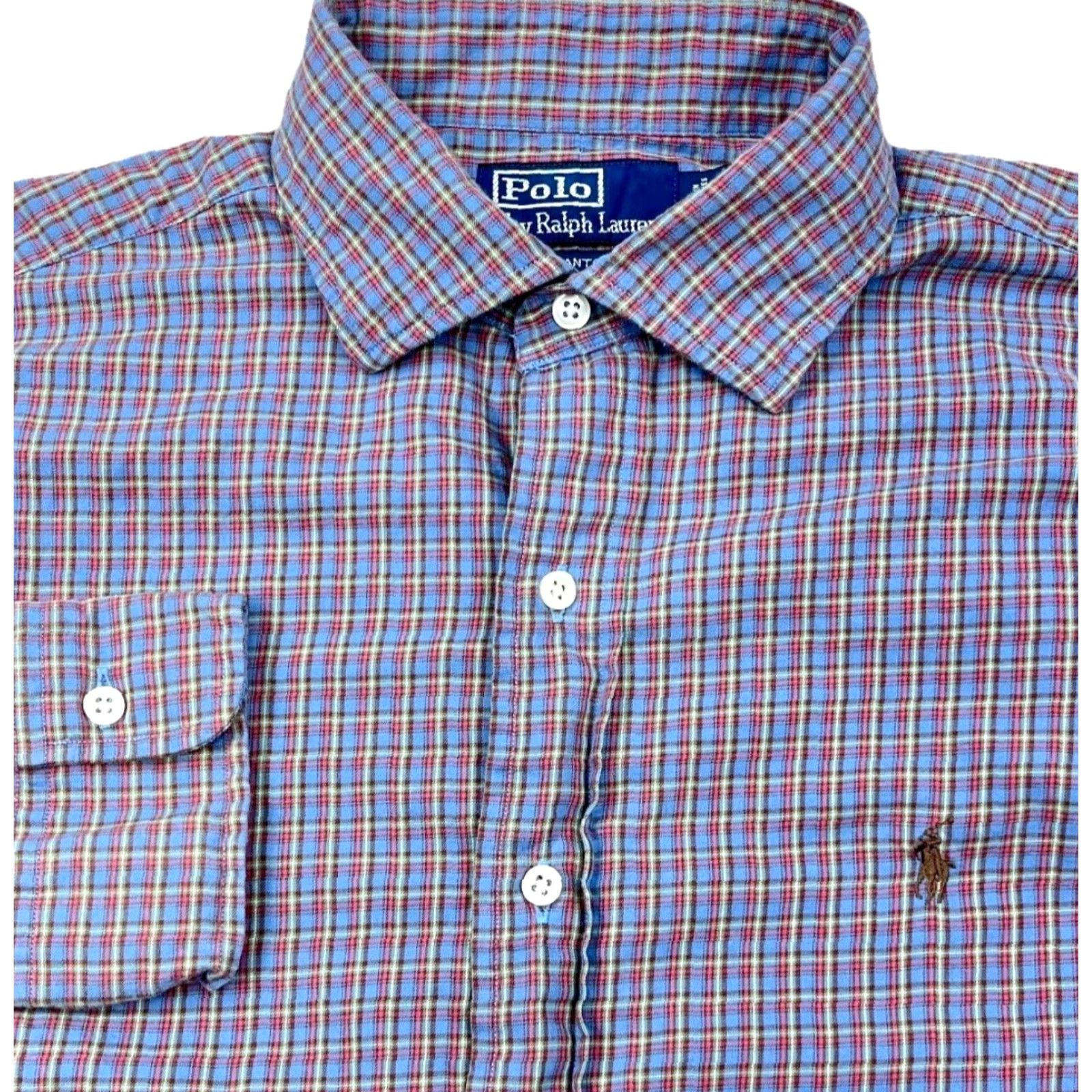 Polo Ralph Lauren VINTAGE Polo Ralph Lauren Flannel Shirt Men Large Blue Brown Button Up Stanton Plaid A11 Size US L / EU 52-54 / 3 - 2 Thumbnail