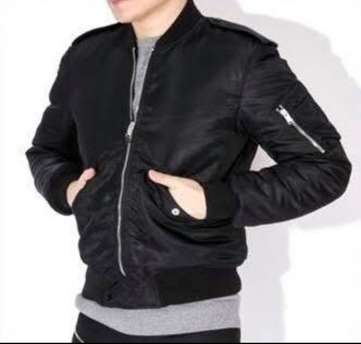 Hedi Slimane × Saint Laurent Paris 15FW Black Nylon MA-1 Bomber Jacket sz44 Size US S / EU 44-46 / 1 - 11 Thumbnail