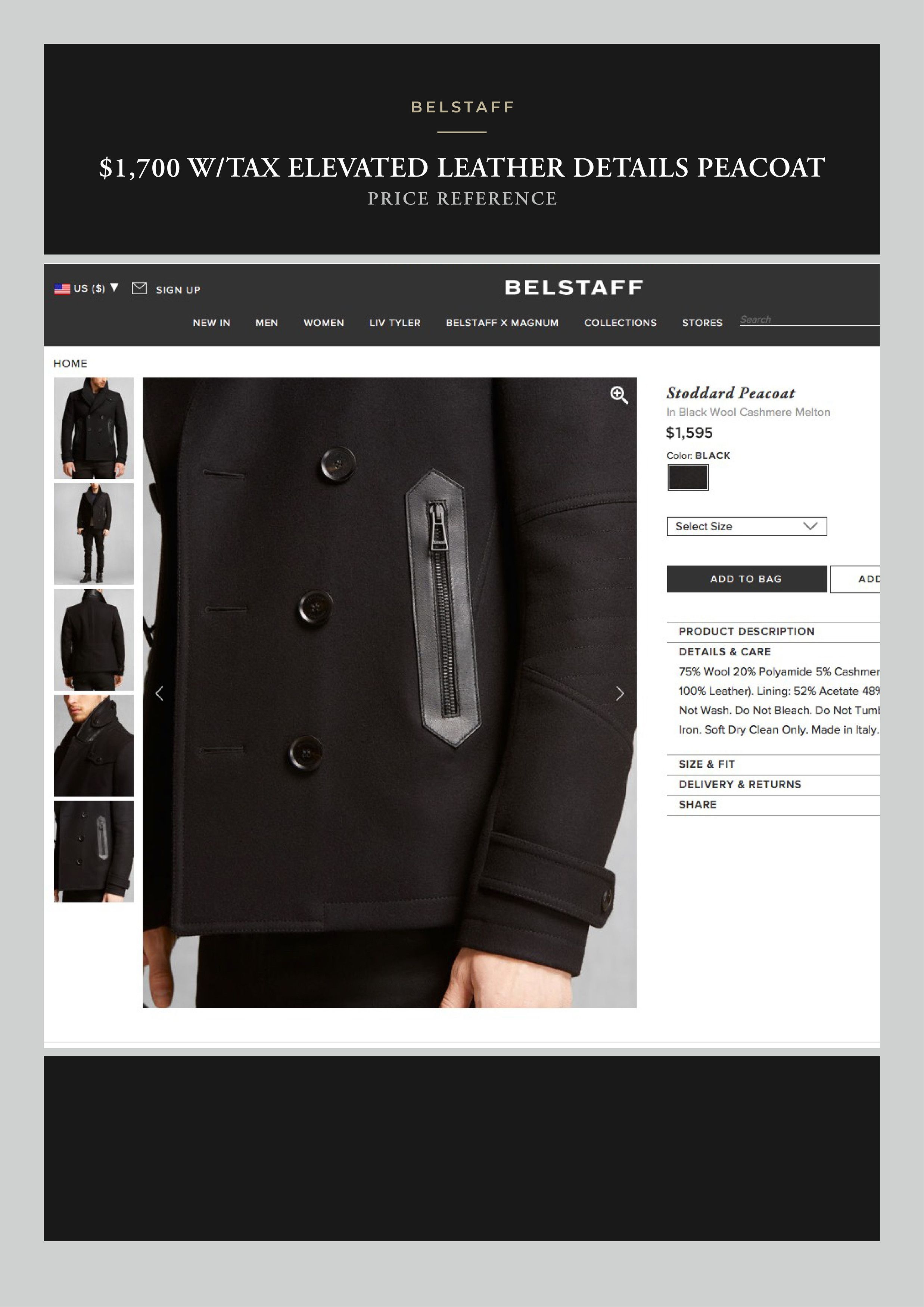 Belstaff Coveted, Badass $1,700 w/tax Leather Accents Peacoat Size US M / EU 48-50 / 2 - 6 Thumbnail
