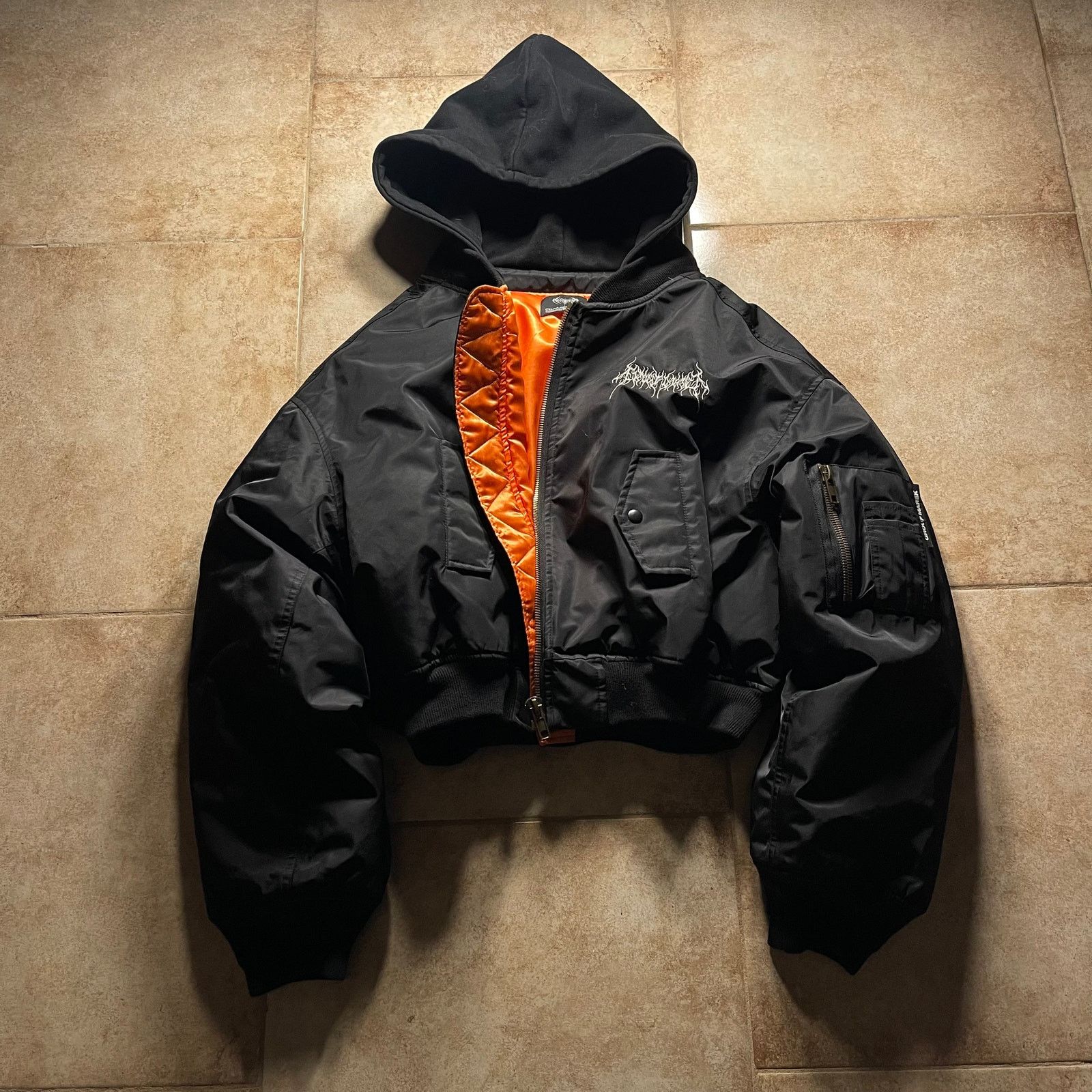 Japanese Brand Vetements Style Arabic Embroidery Orange Black Bomber Jacket Size US M / EU 48-50 / 2 - 2 Thumbnail