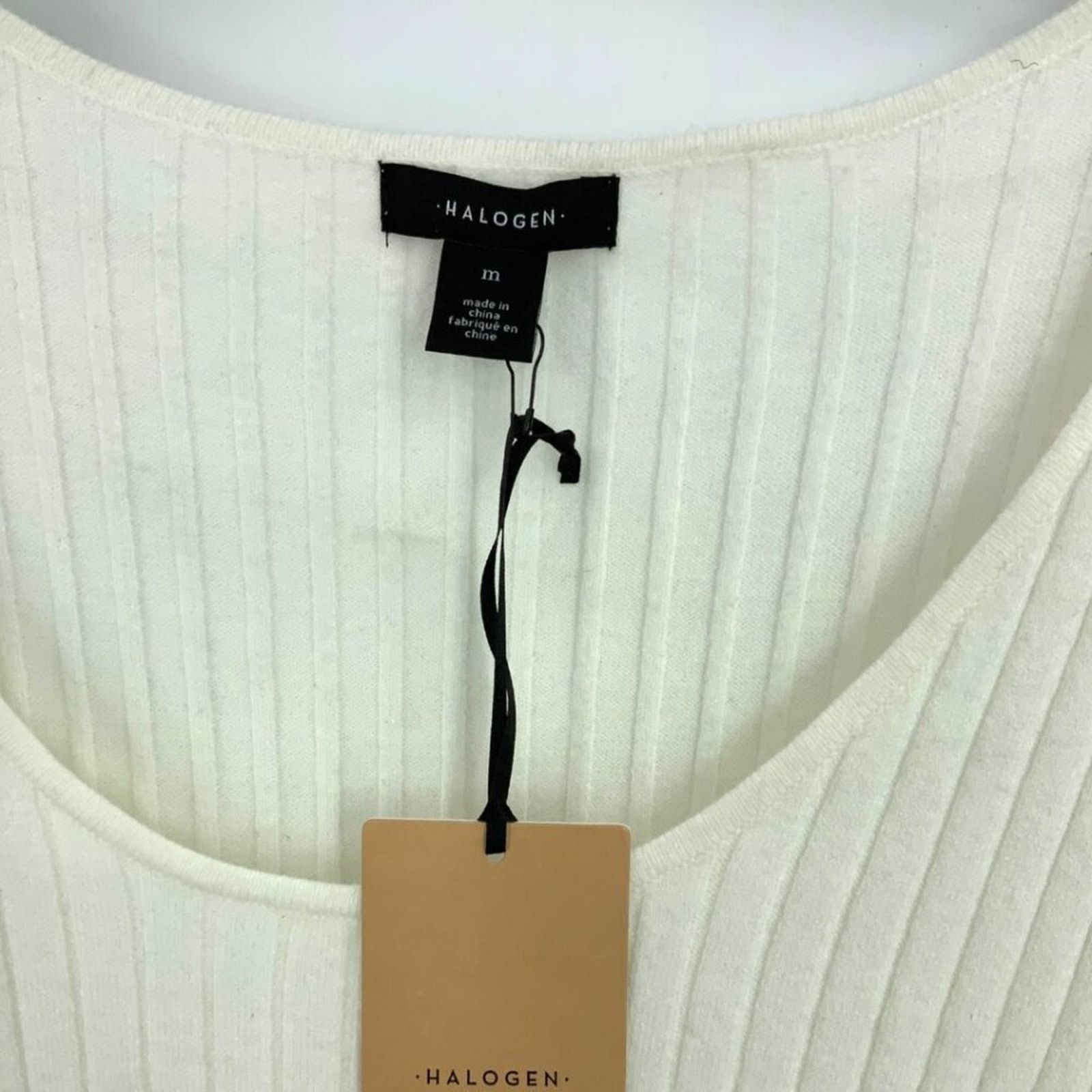 Other Halogen Ribbed Scoop Neck Sweater Ivory Medium NWT $79 MSRP Size M / US 6-8 / IT 42-44 - 4 Thumbnail