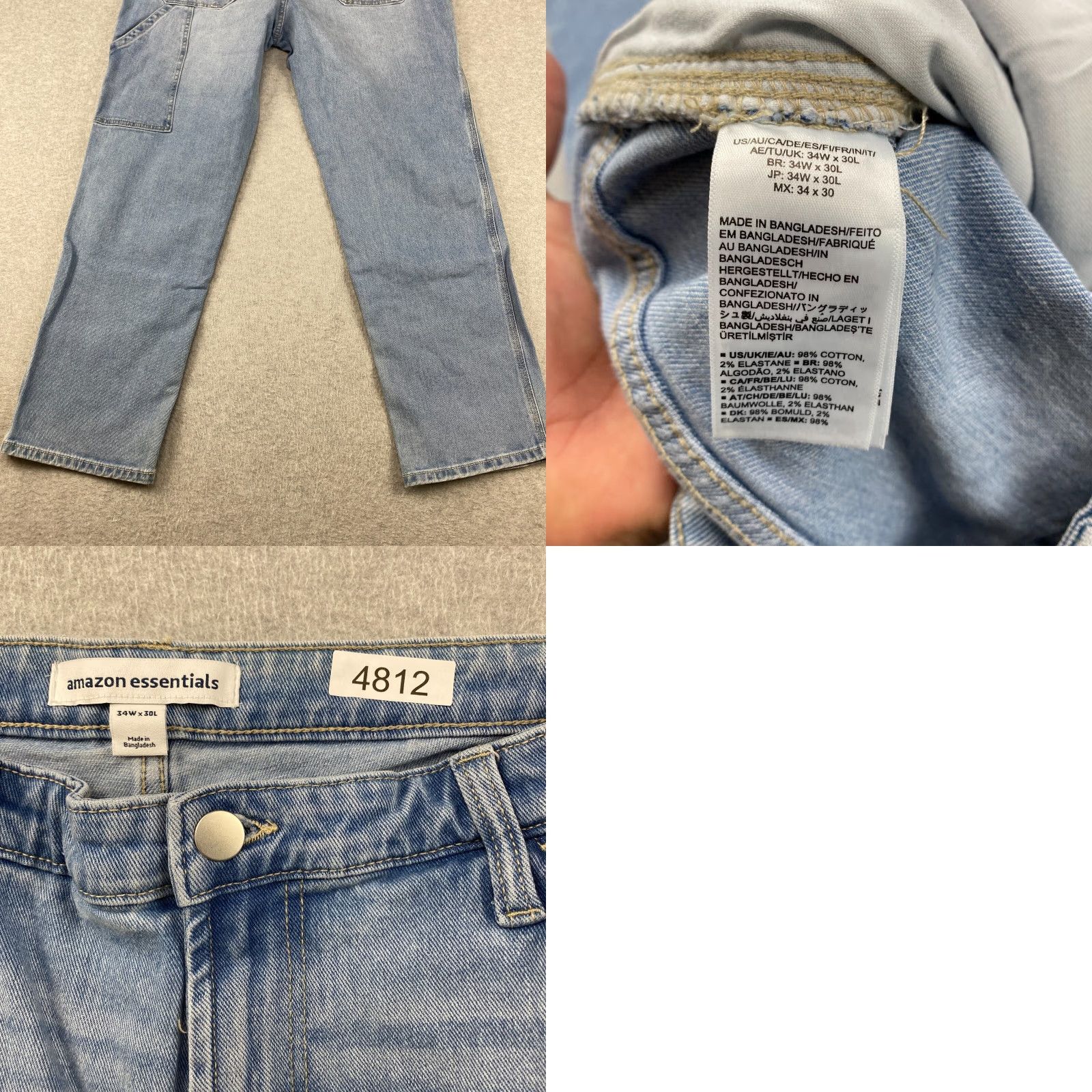 Essentials Amazon Jeans Mens 34X30 Blue Slim Straight 5-Pocket Design Stretch Denim Regular Color: Blue Mens Jeans Size US 34 / EU 50 - 9 Thumbnail
