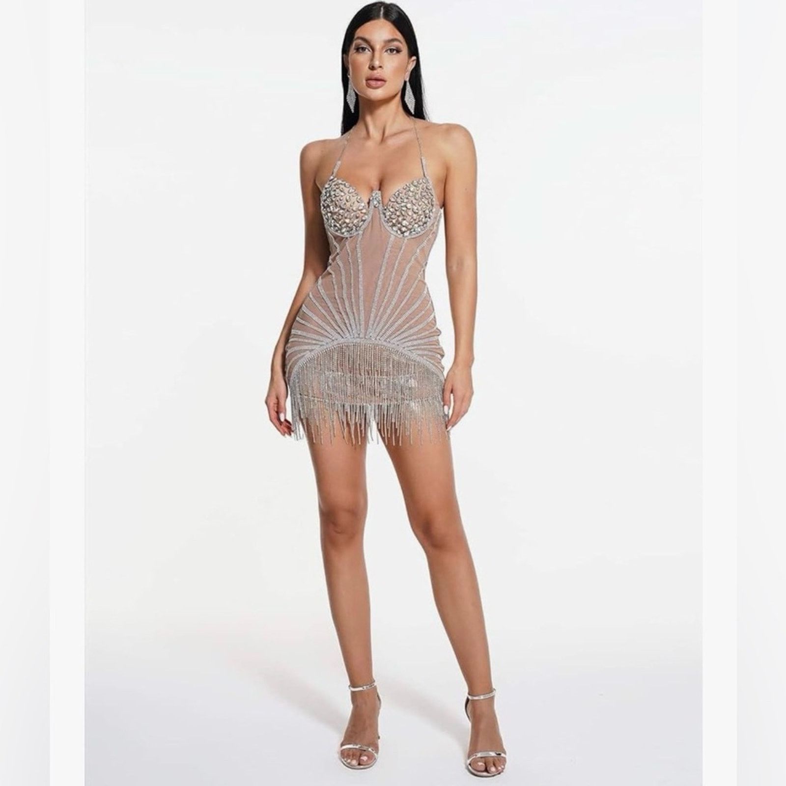 Other New Y2K Party Festival Glamorous Rhinestone Embellished Dres Size S / US 4 / IT 40 - 3 Thumbnail